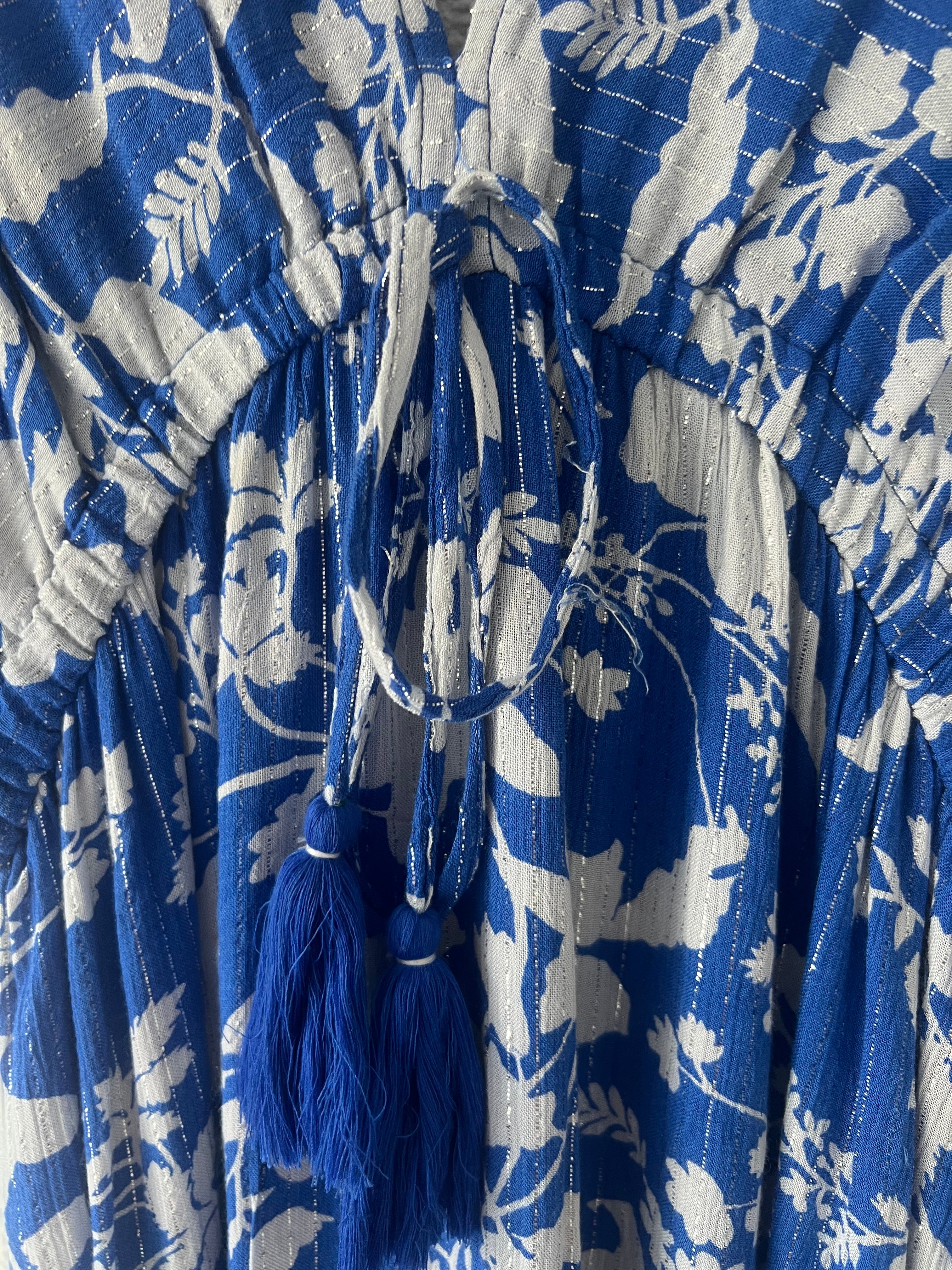 Robe longue fleurie bohème bleue GOA – Taille L