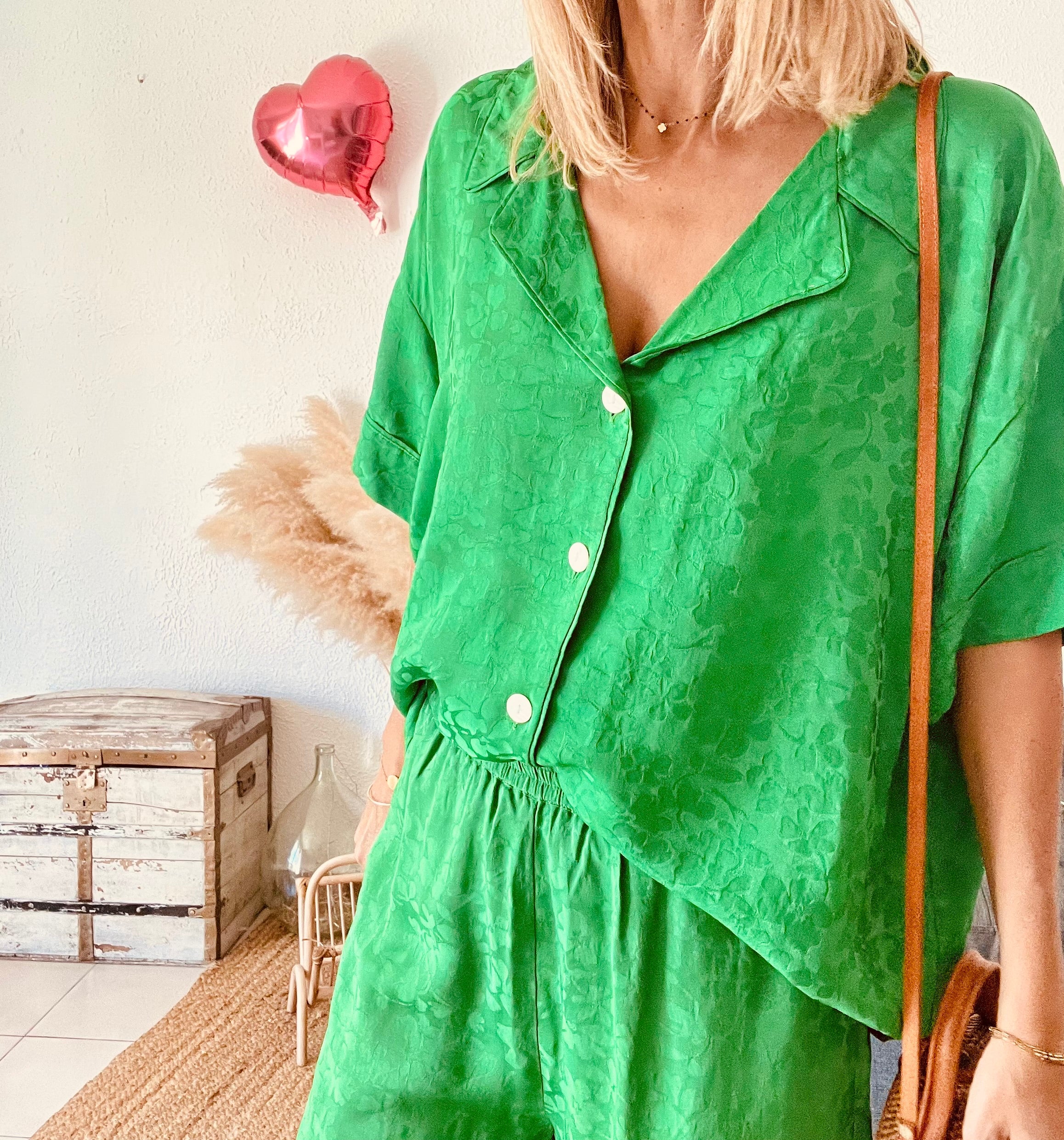 Ensemble chemise et short vert American Vintage – Taille S (36/38)