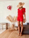 Combishort dentelle ajourée rouge Opullence – Taille 36