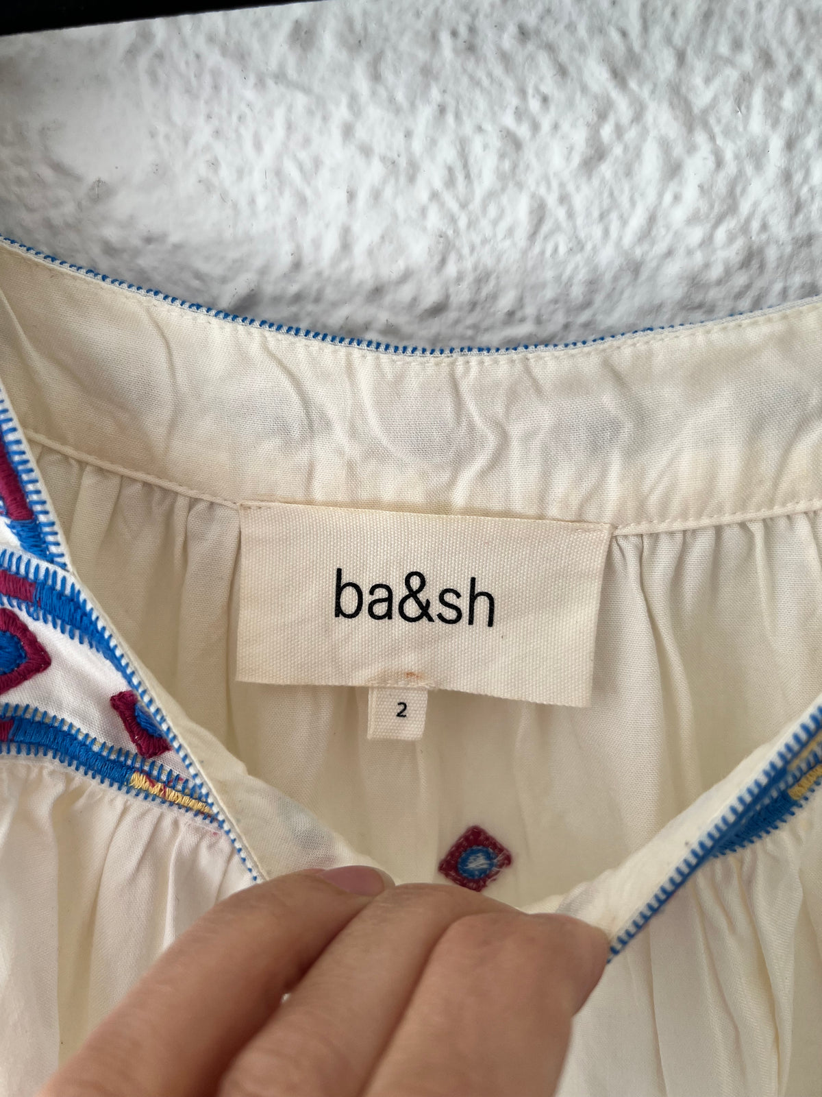 Blouse bohème oiseaux brodée ba&sh écru