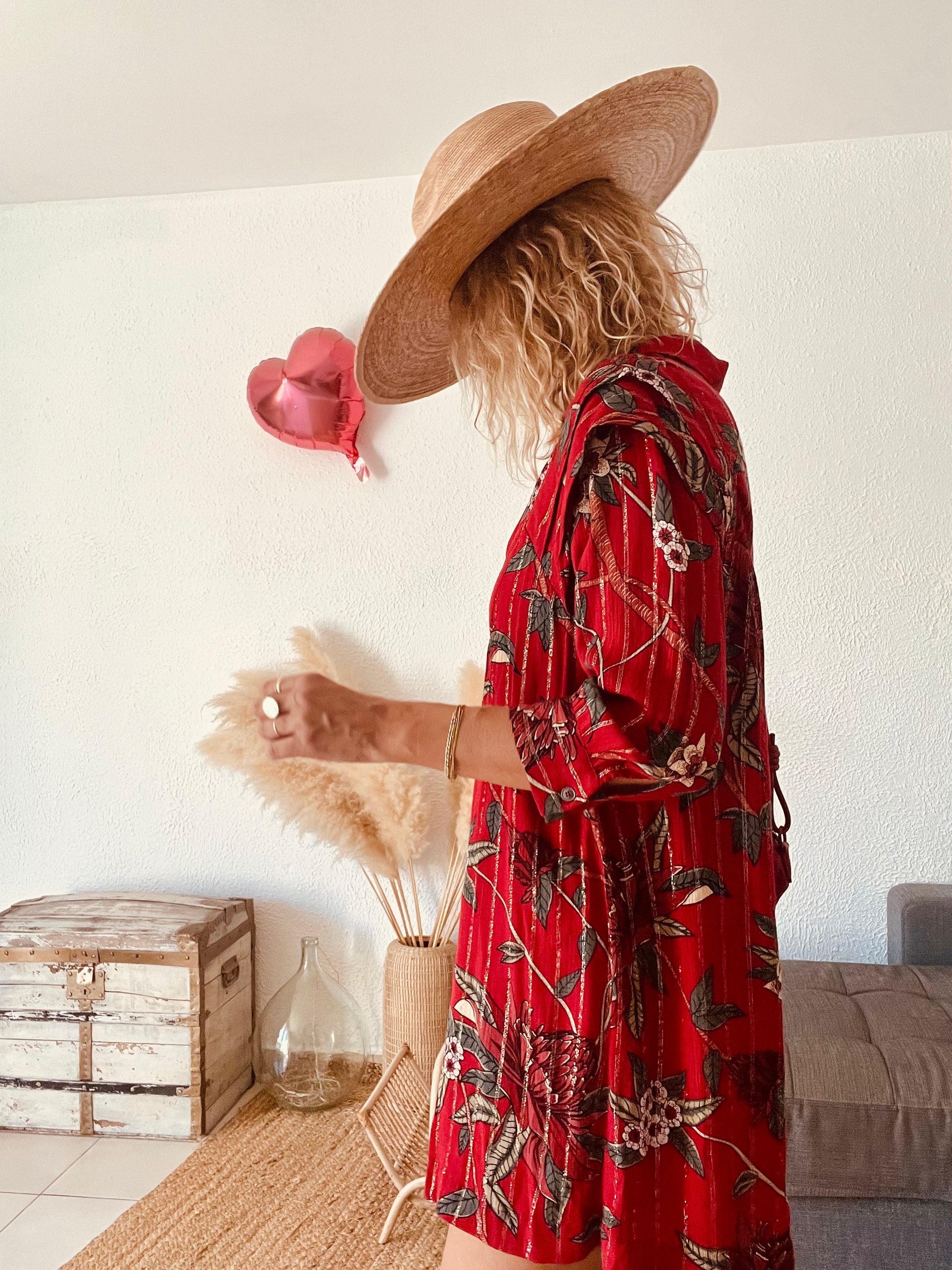 Robe fleurie tropicale rouge ba&sh – Taille 36 (XS)