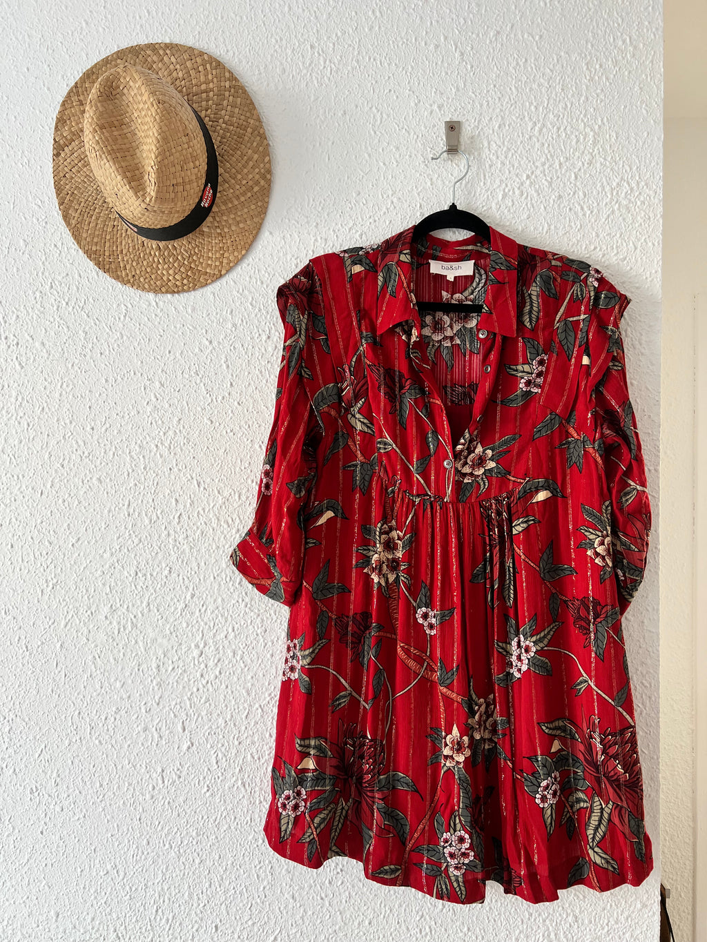 Robe fleurie tropicale rouge ba&sh – Taille 36 (XS)