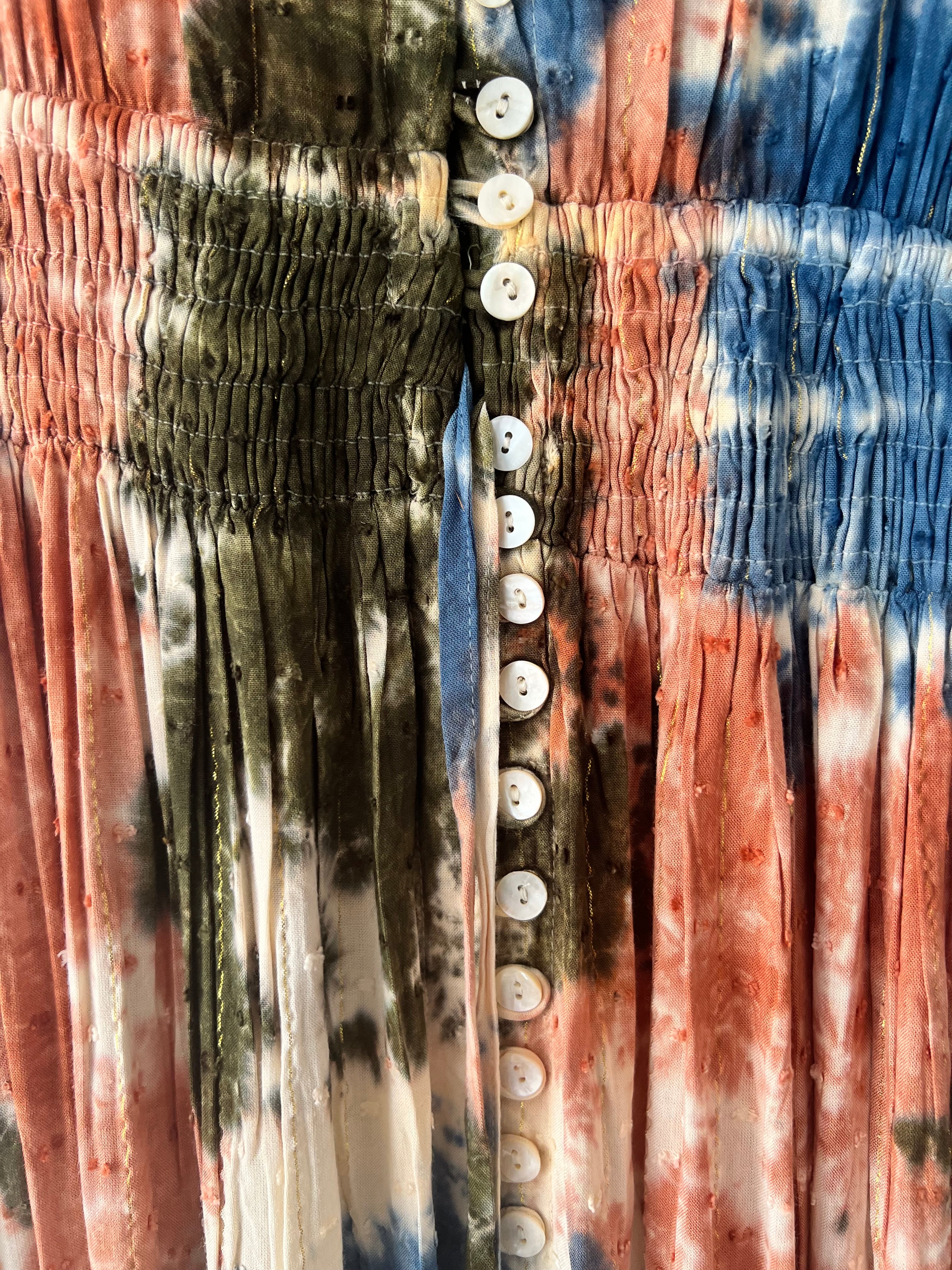 Robe longue tie-dye smockée multicolore Scandal! – Taille unique