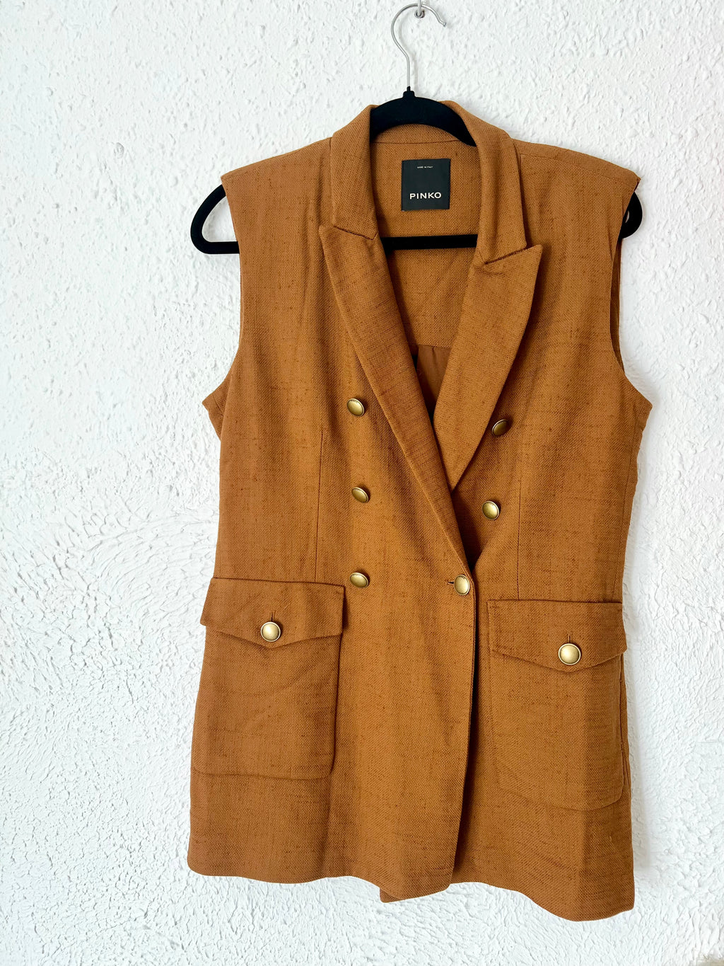 Gilet long boutonné cognac Pinko – Taille 40