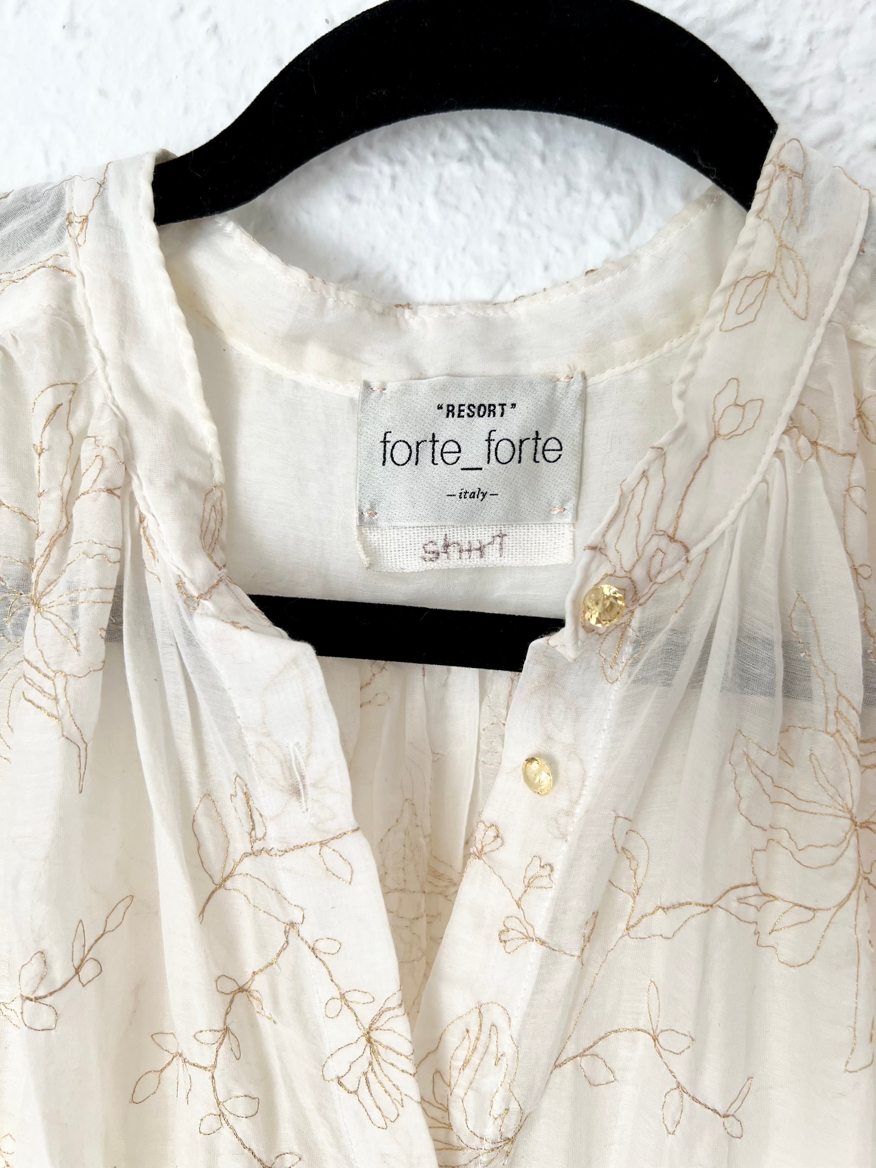 Robe chemise brodée écrue forte_forte Resort – Taille 0 (XS/S)