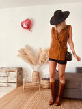 Gilet long boutonné cognac Pinko – Taille 40