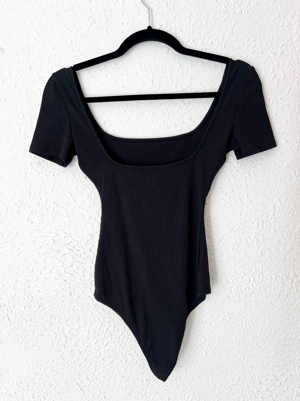 Body côtelé encolure carrée noir Sézane – Taille XXS