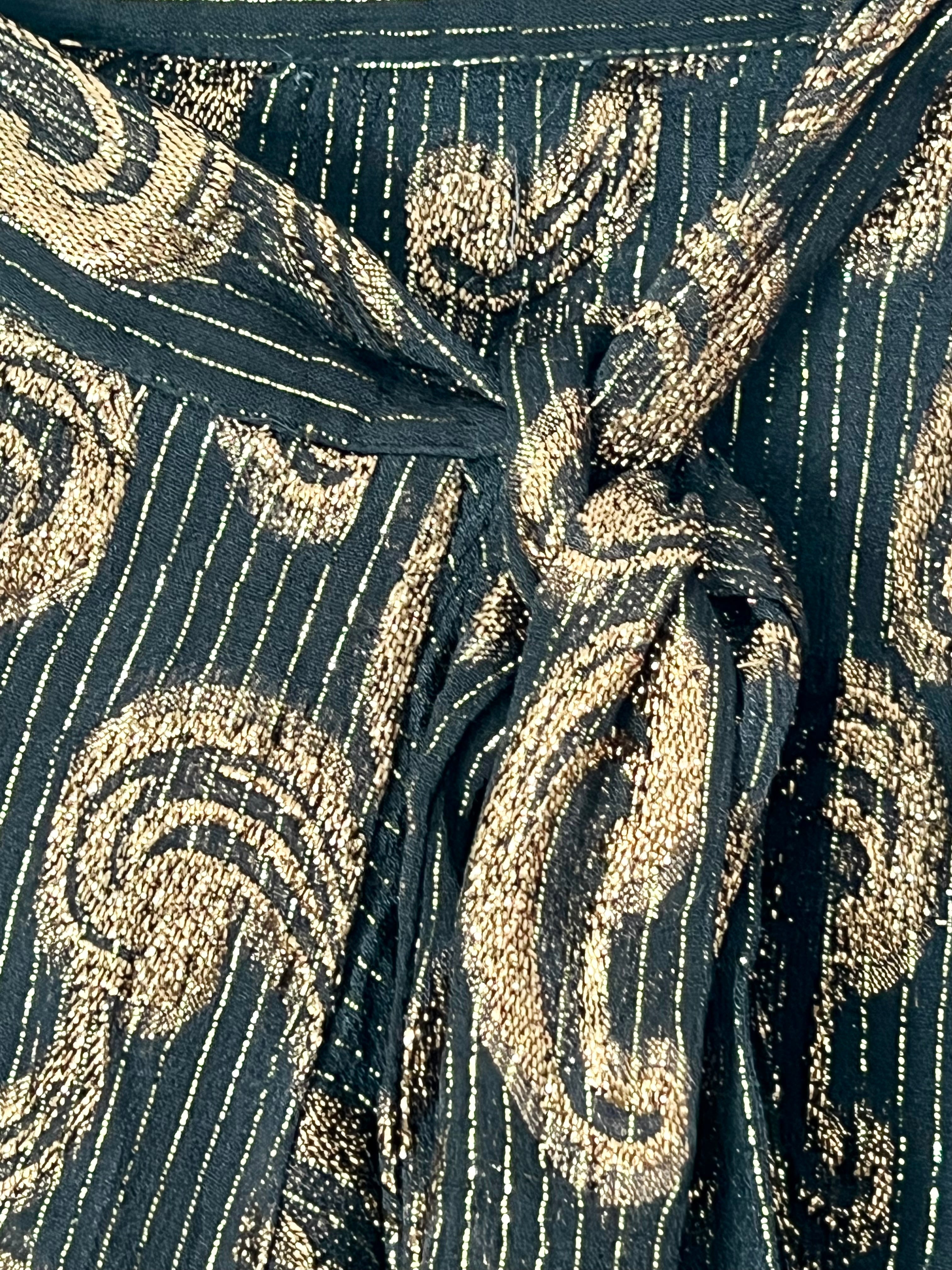 Jupe portefeuille imprimée léopard noir et or SUNCOO – Taille 2