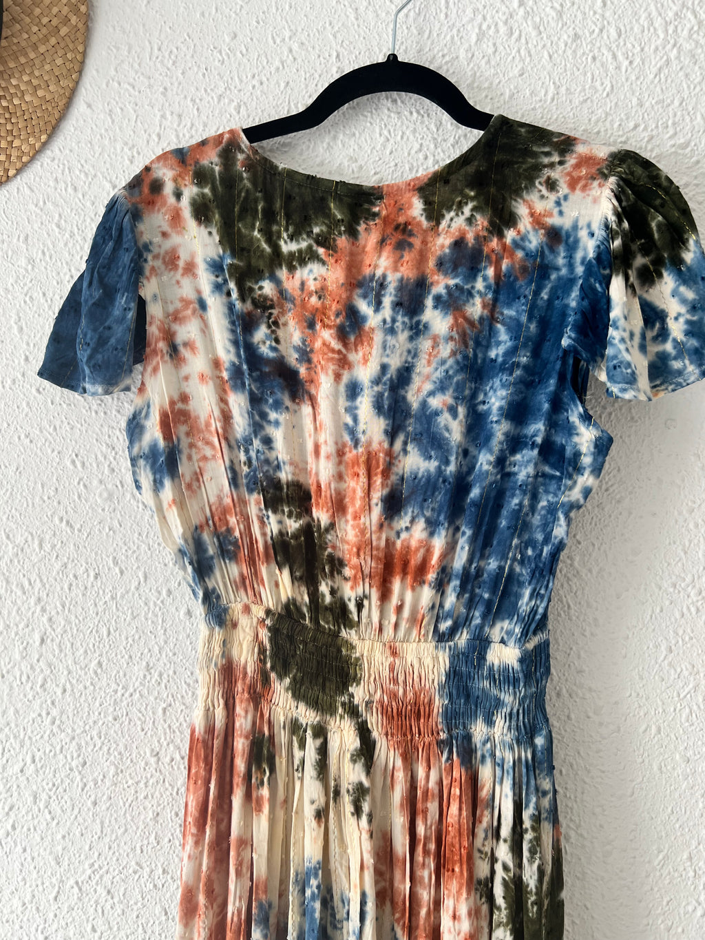 Robe longue tie-dye smockée multicolore Scandal! – Taille unique