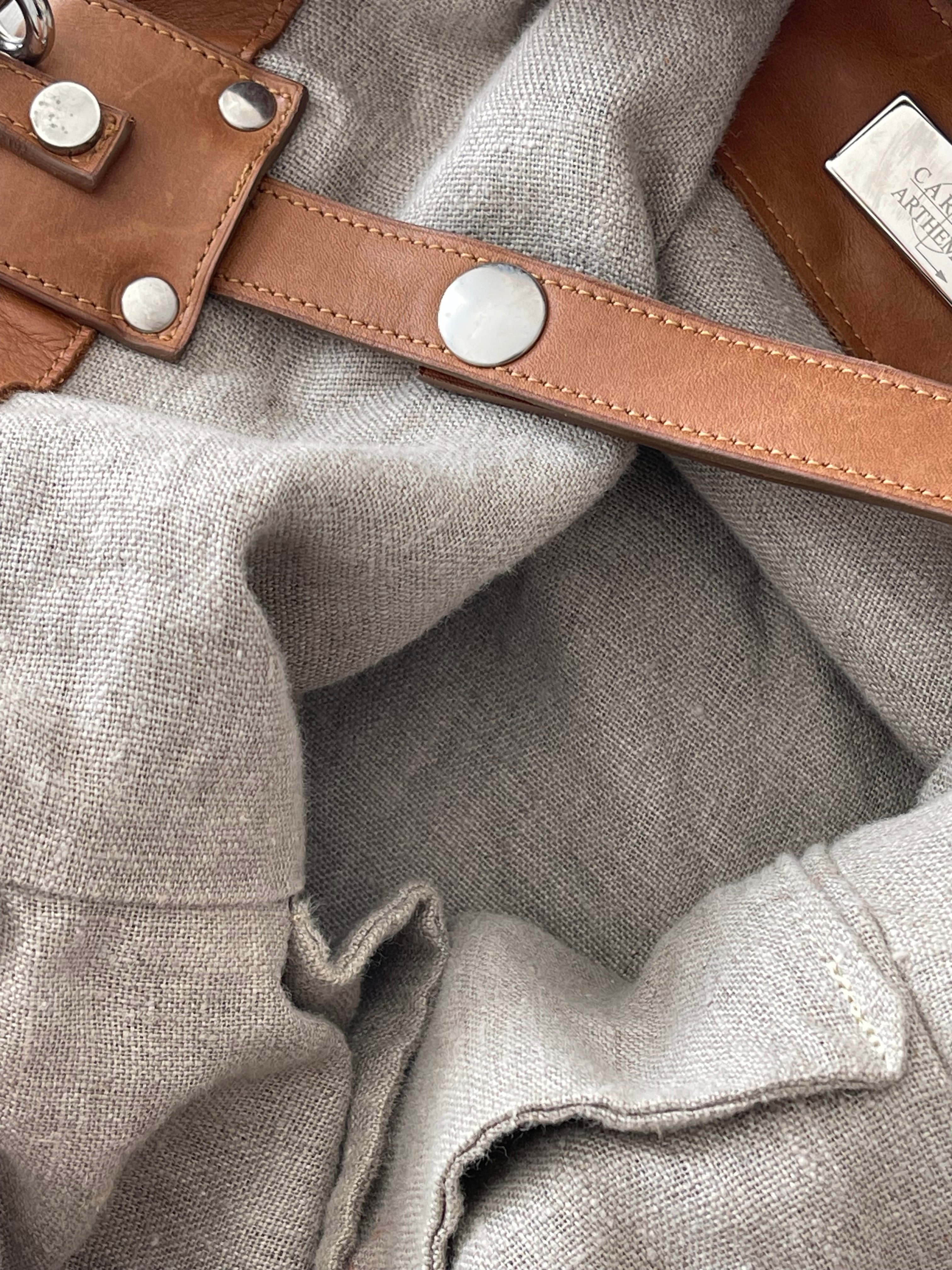 Sac cabas bohème lin et cuir Carlos Arthémis – Taille unique