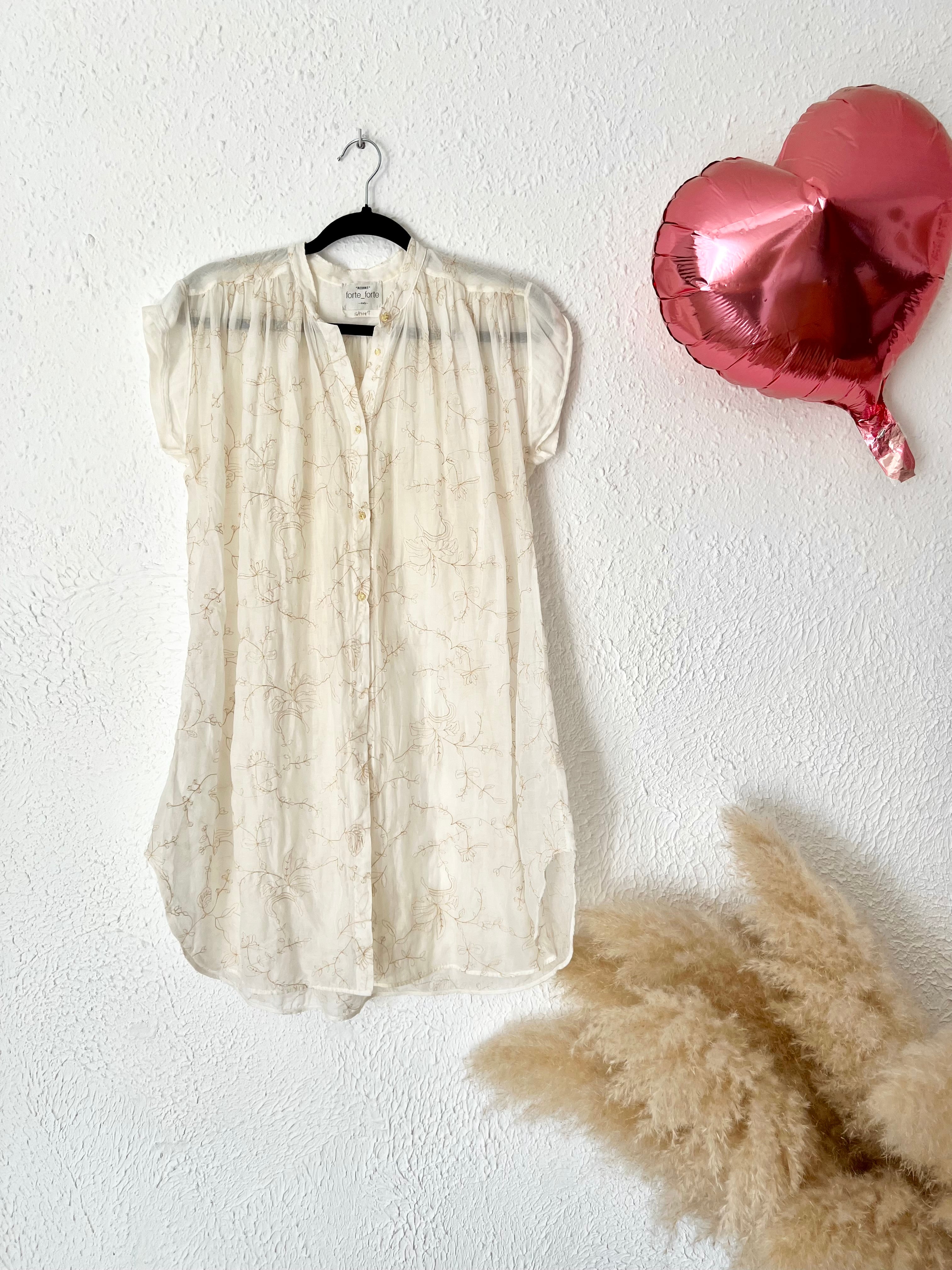 Robe chemise brodée écrue forte_forte Resort – Taille 0 (XS/S)