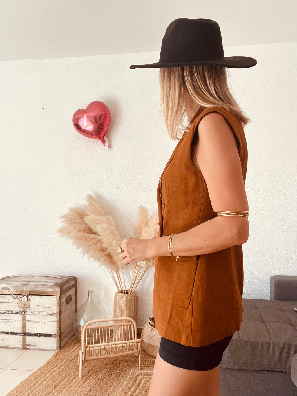 Gilet long boutonné cognac Pinko – Taille 40