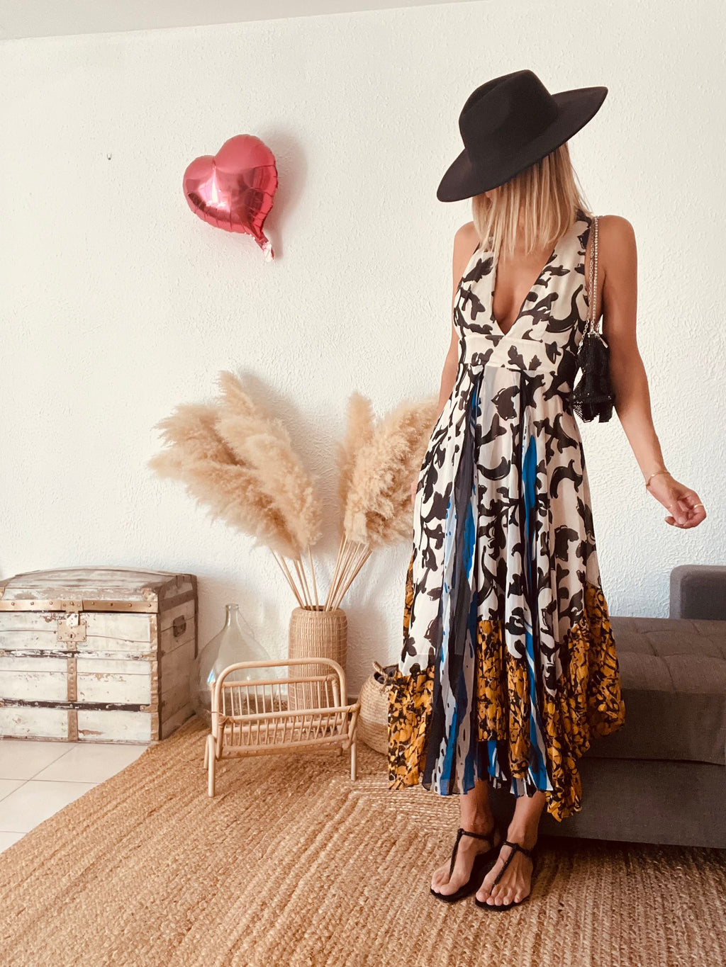 Robe longue dos nu imprimé baroque ivoire Zara – Taille S