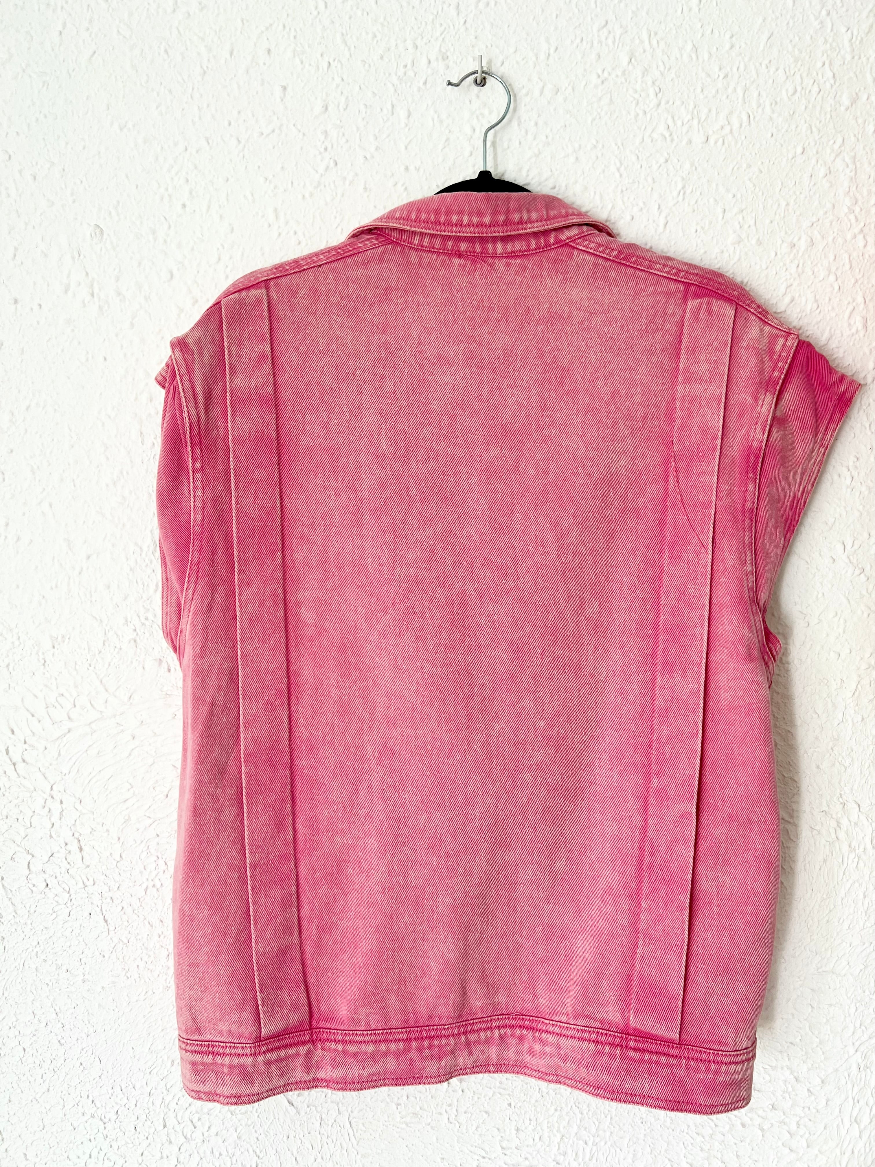 Titre : Gilet en jean rose délavé Ciminy Paris – Taille M