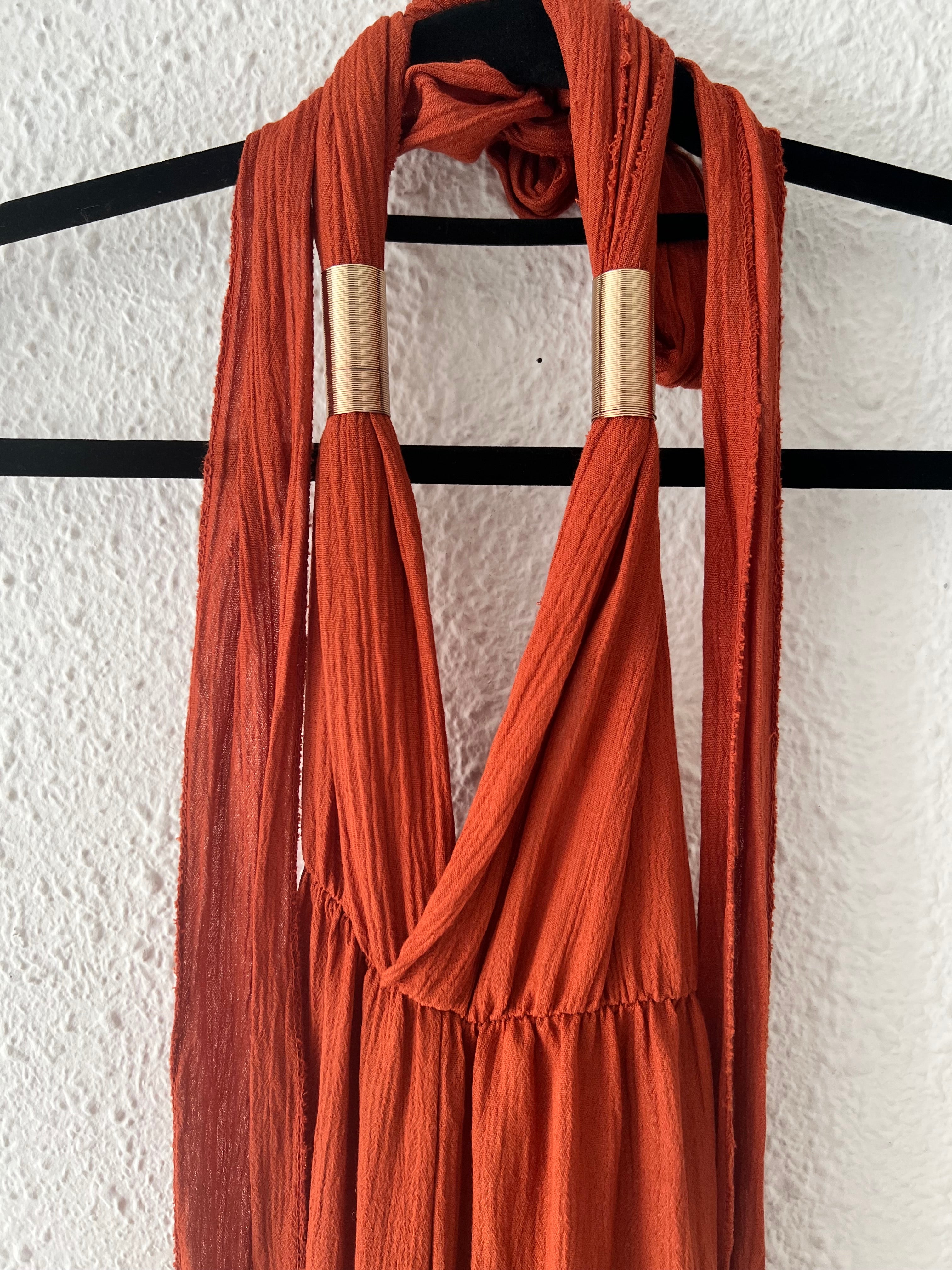 Combinaison longue dos nu terracotta Les + Olies – Taille unique