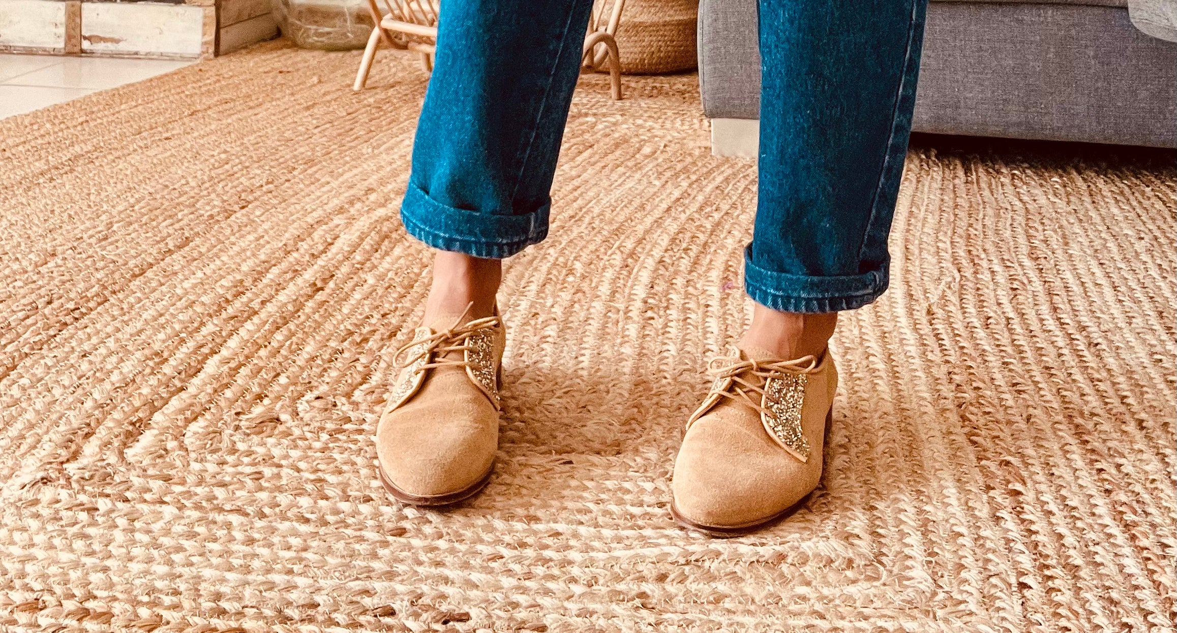 Derbies glitter camel Bobbies La Romancière – Taille 39