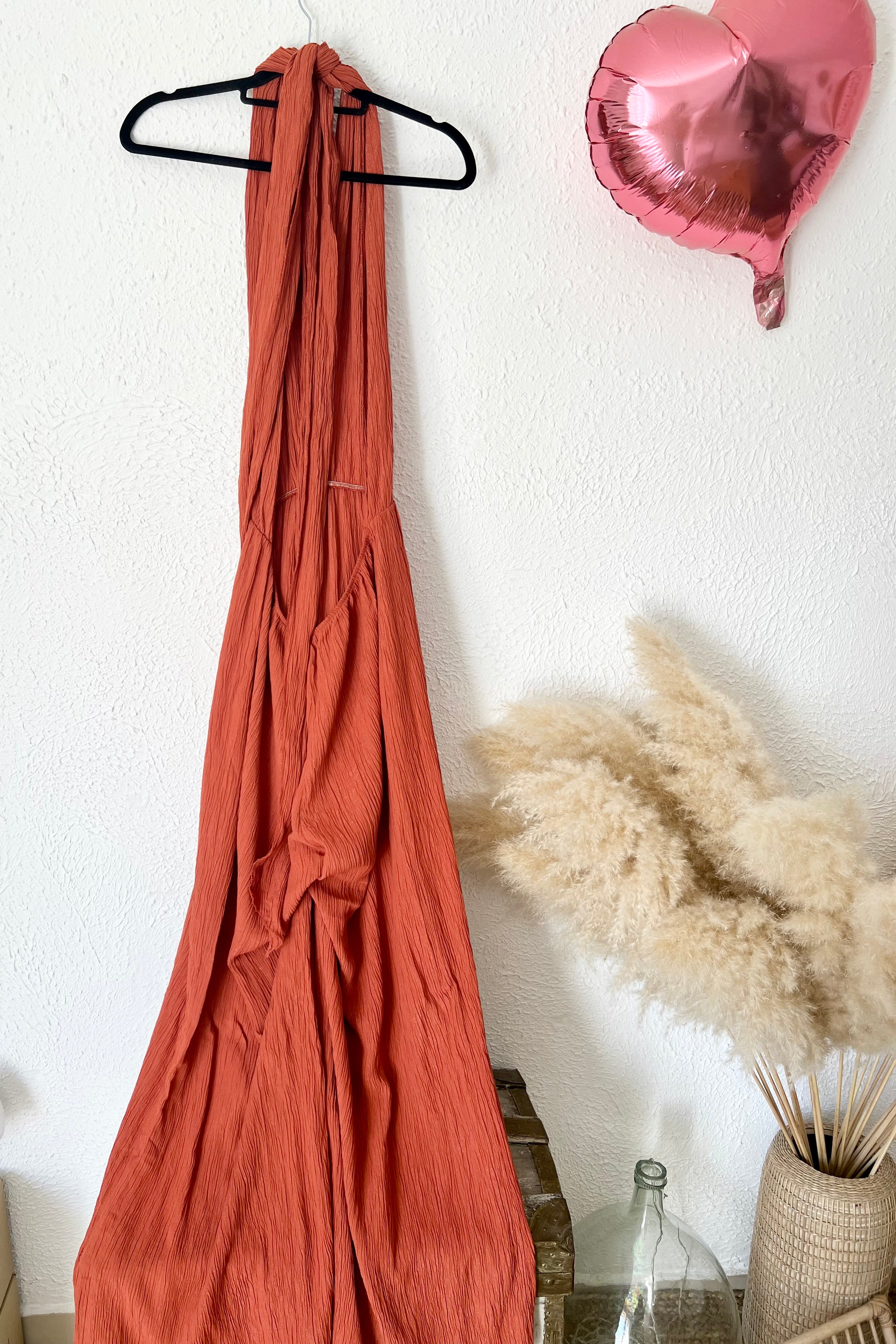 Combinaison longue dos nu terracotta viscose – Taille unique