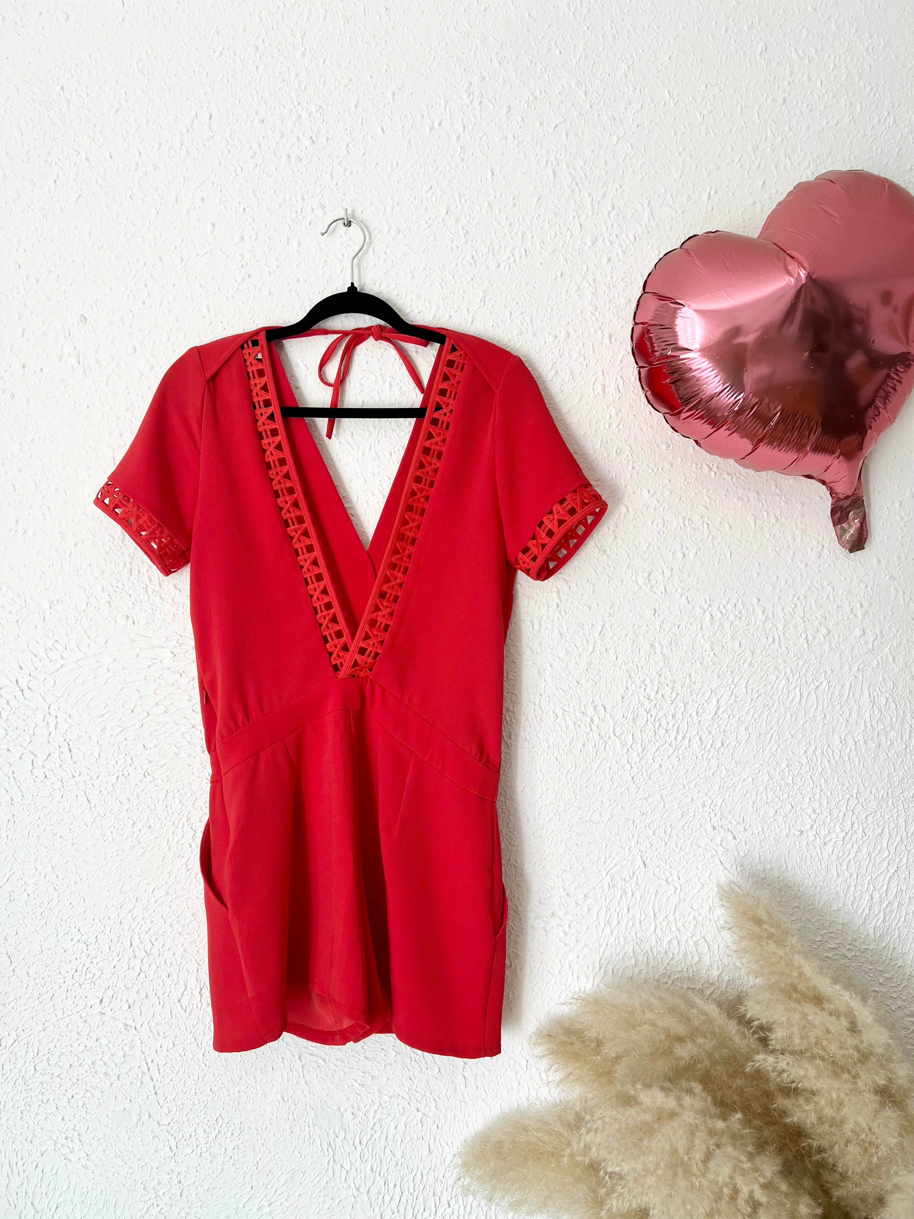 Combishort dentelle ajourée rouge Opullence – Taille 36