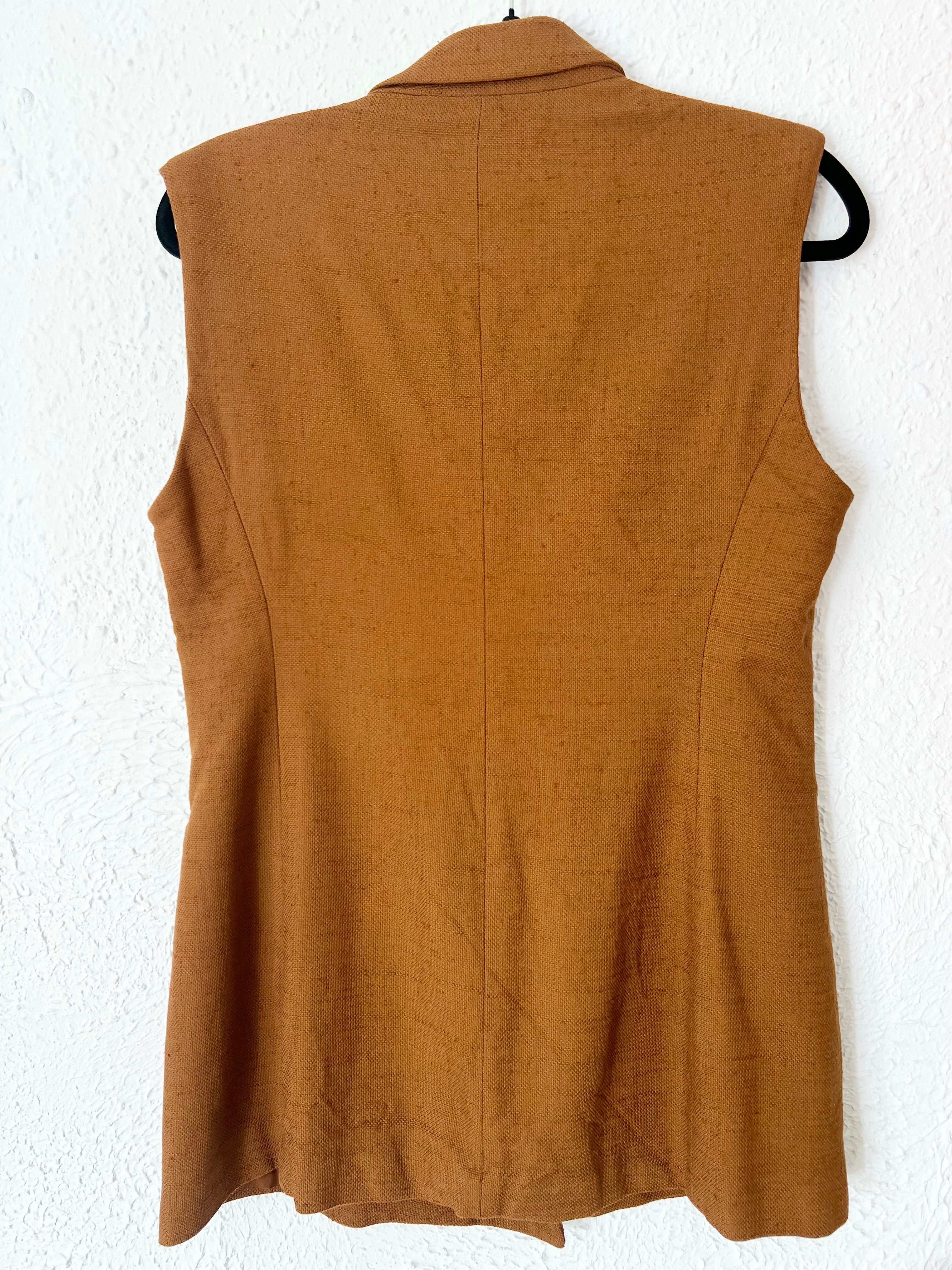 Gilet long boutonné cognac Pinko – Taille 40