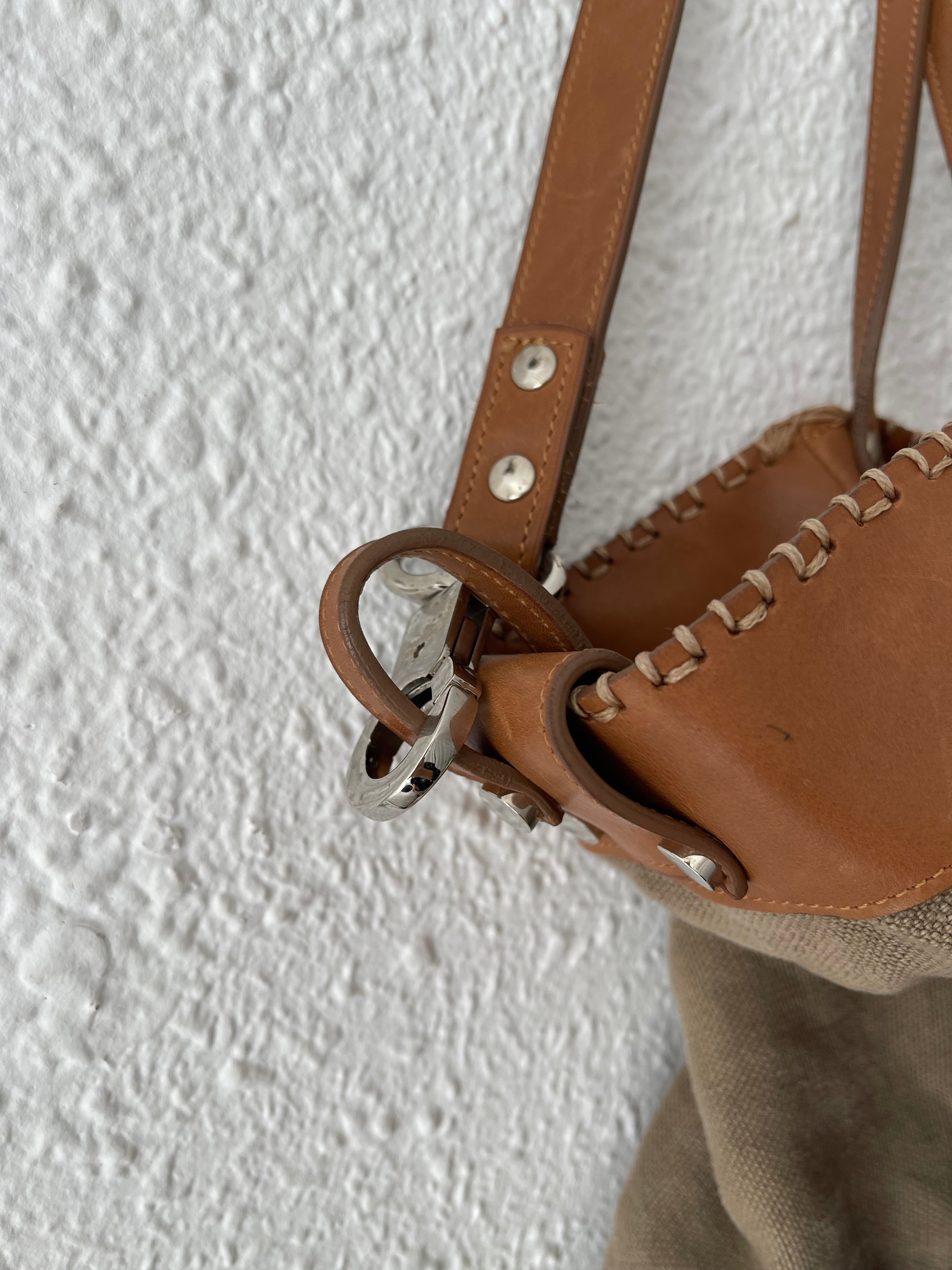 Sac cabas bohème lin et cuir Carlos Arthémis – Taille unique