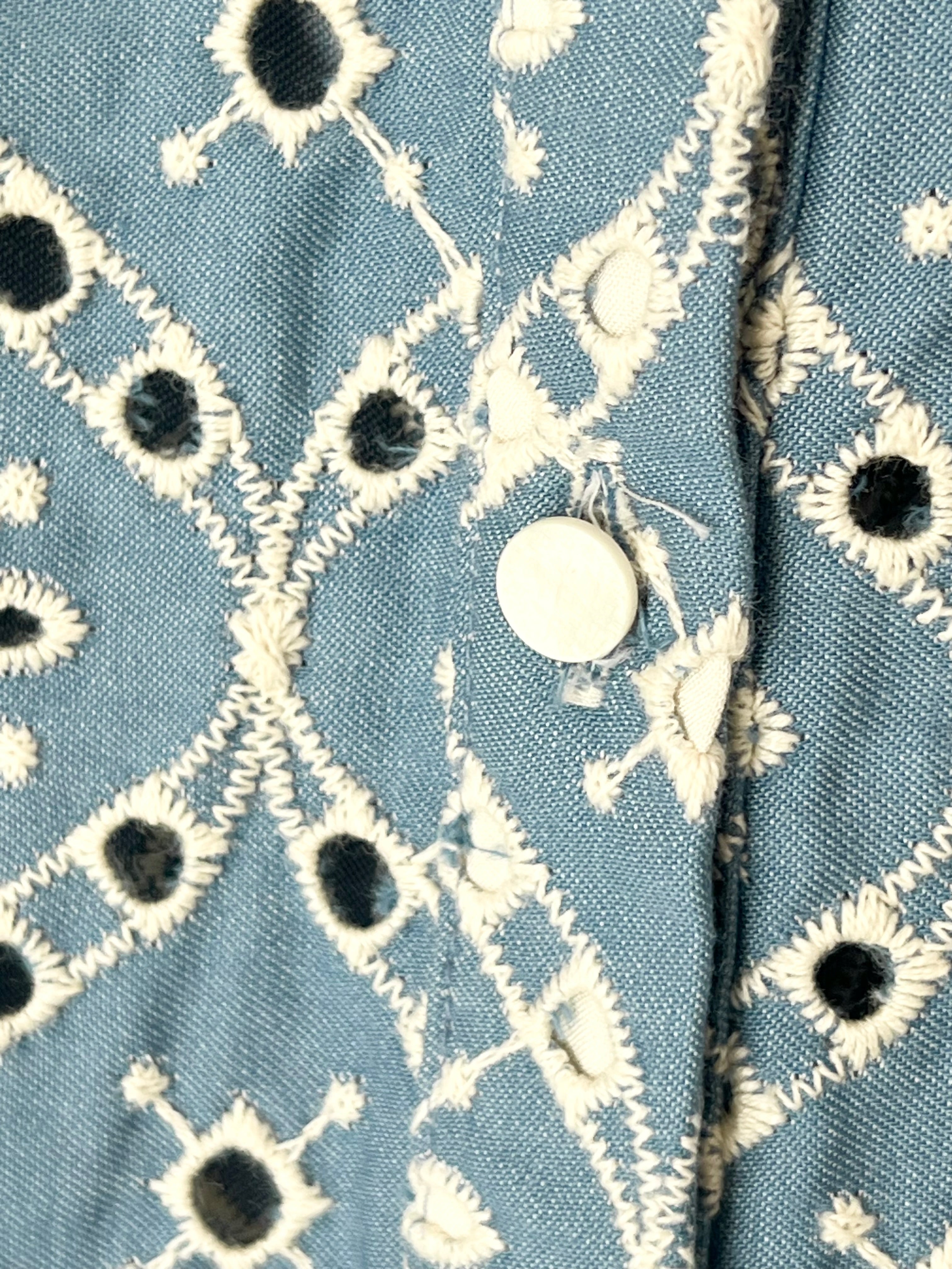 Chemise broderie anglaise sans manches bleue Sézane – Taille 36