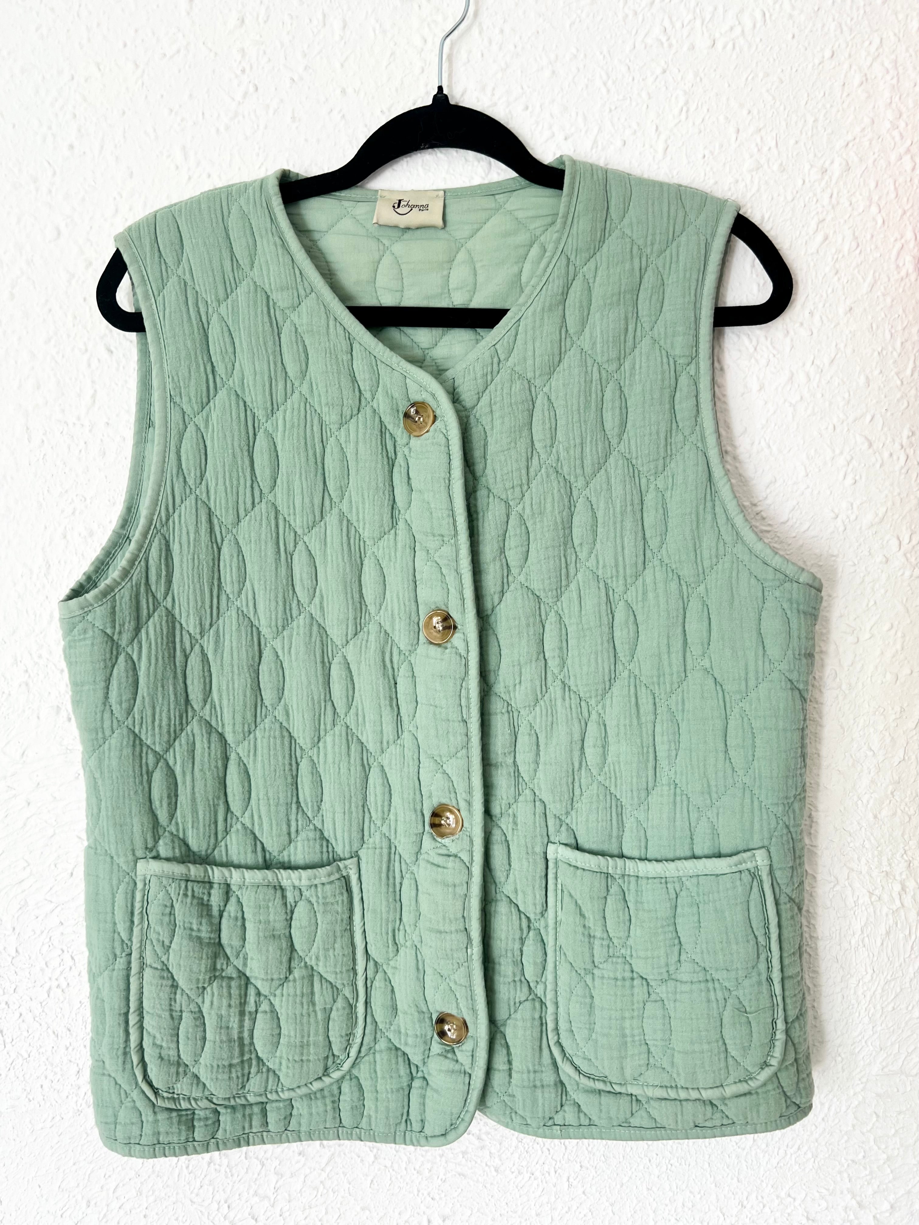 Gilet matelassé sans manches vert sauge Johanna Paris – Taille 38