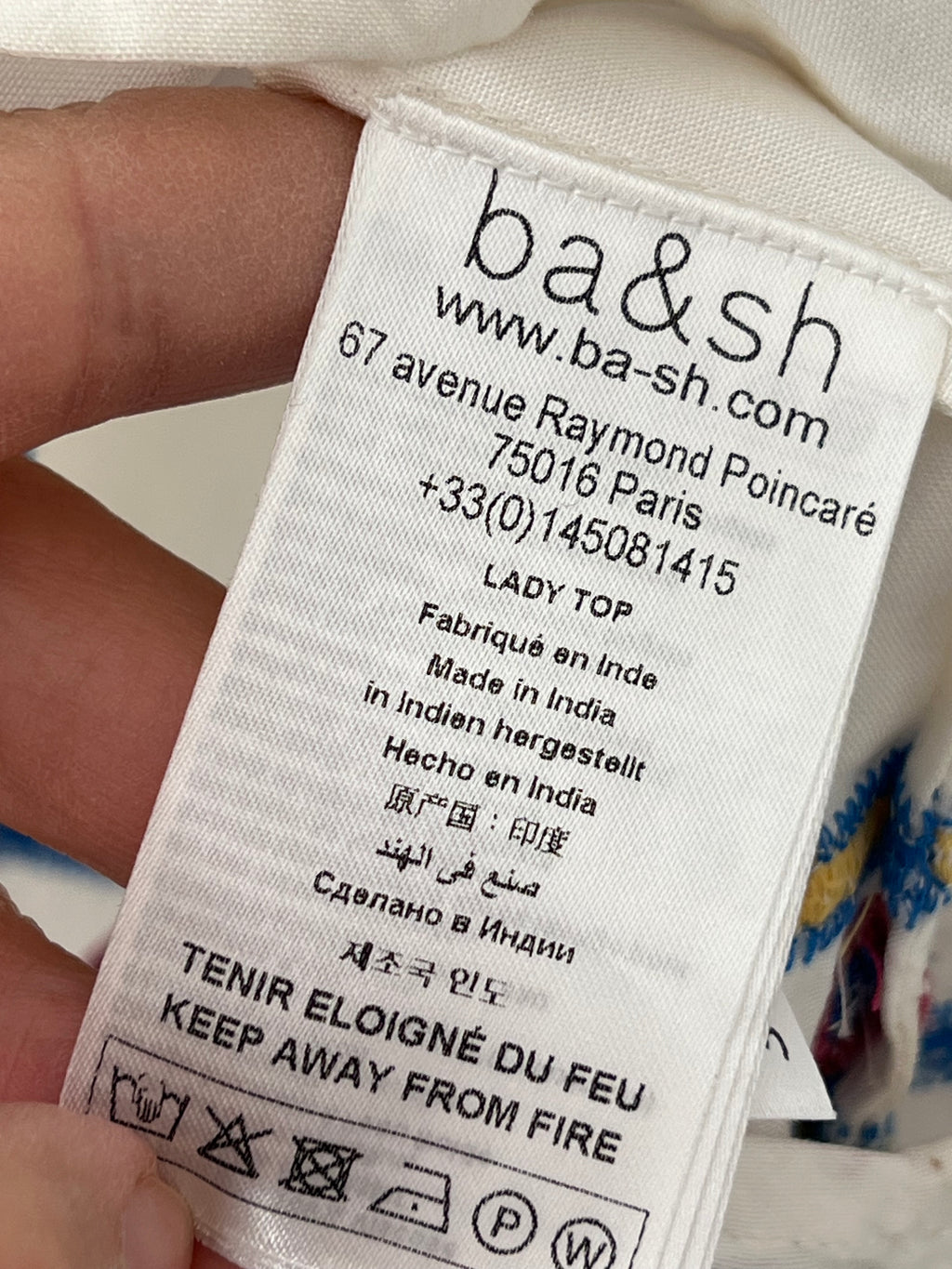Blouse bohème oiseaux brodée ba&sh écru