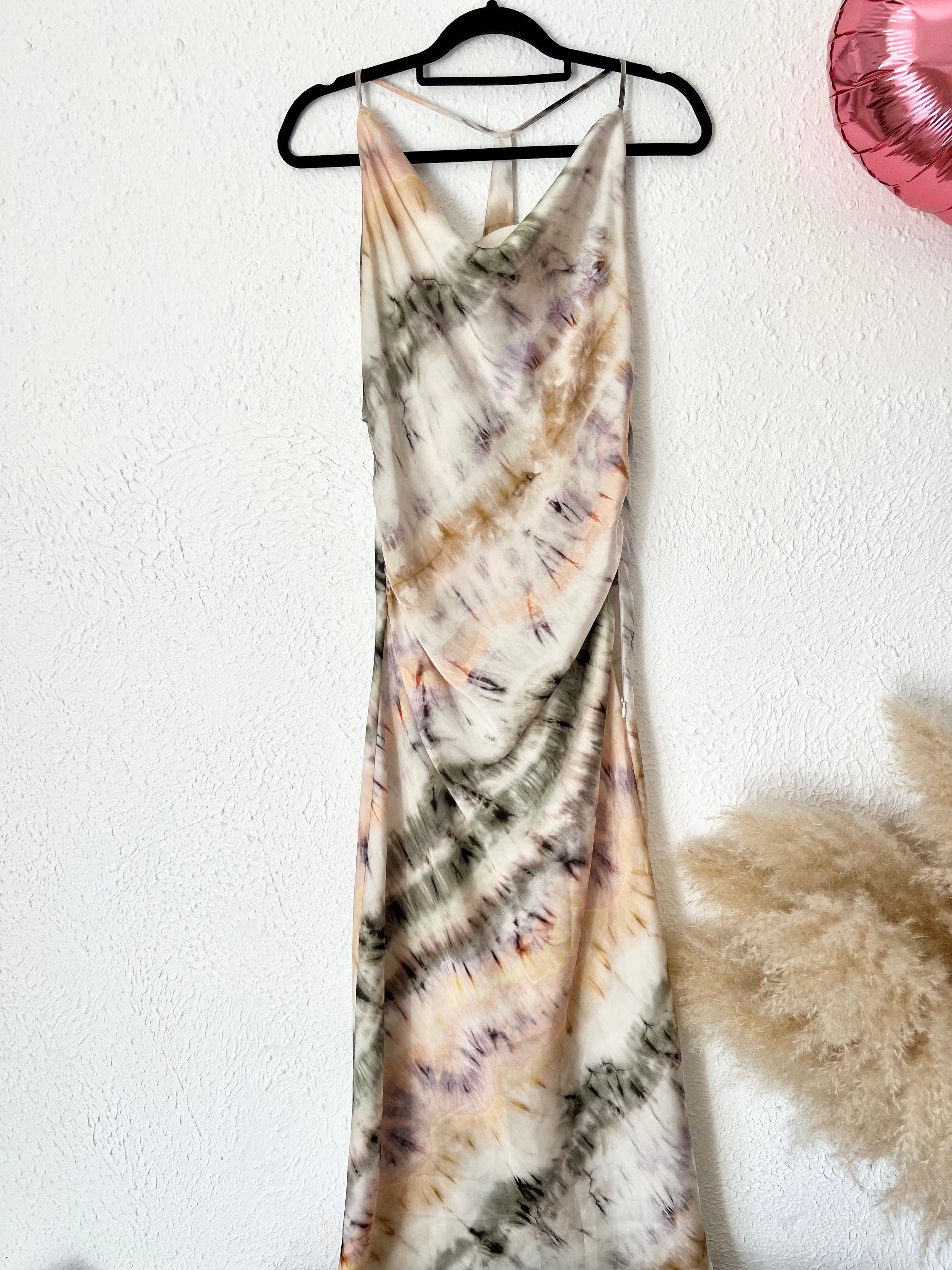 Robe longue dos nu tie-dye beige Zara – Taille M