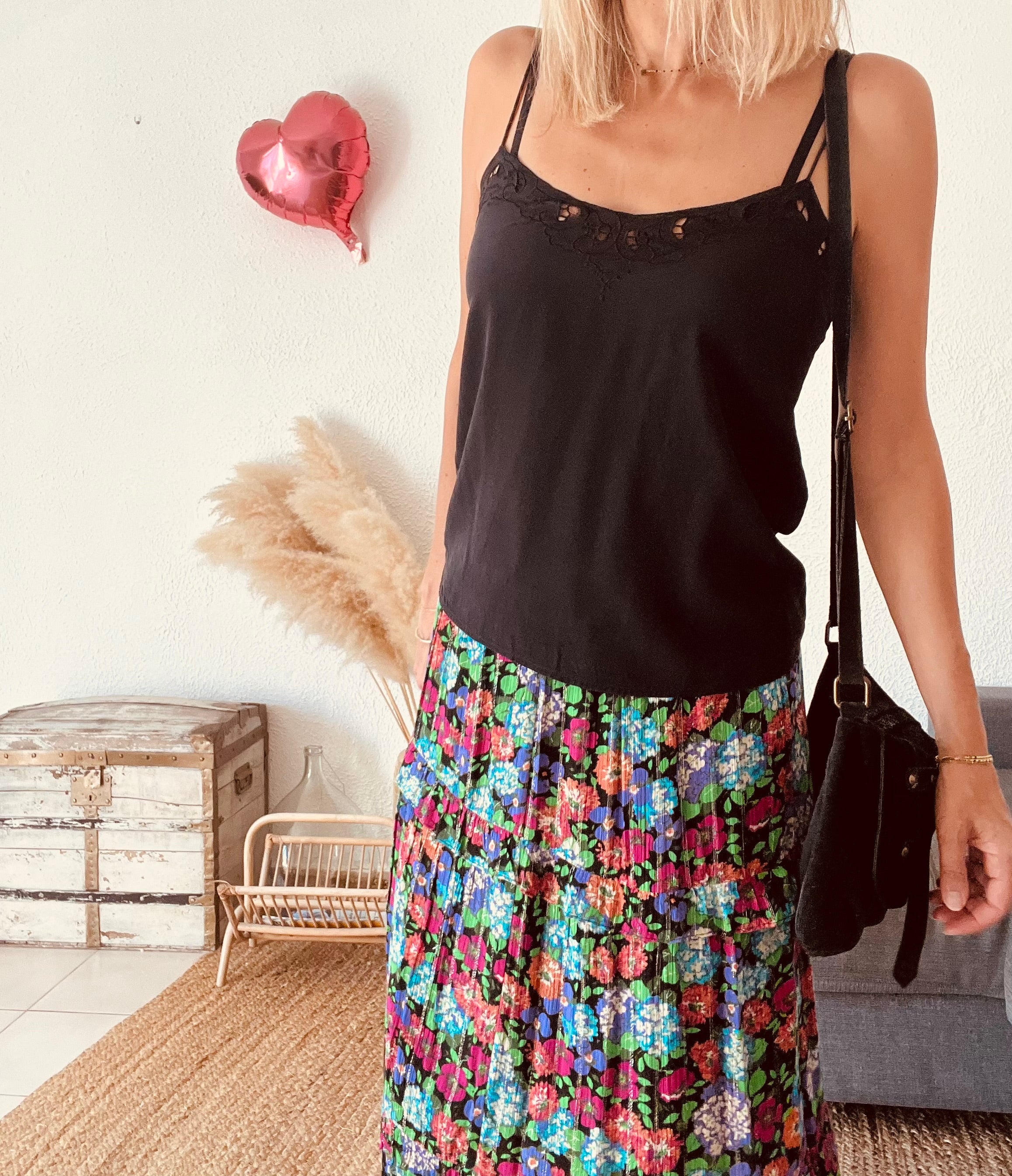 Jupe fleurie à volants multicolore ba&sh – Taille 36