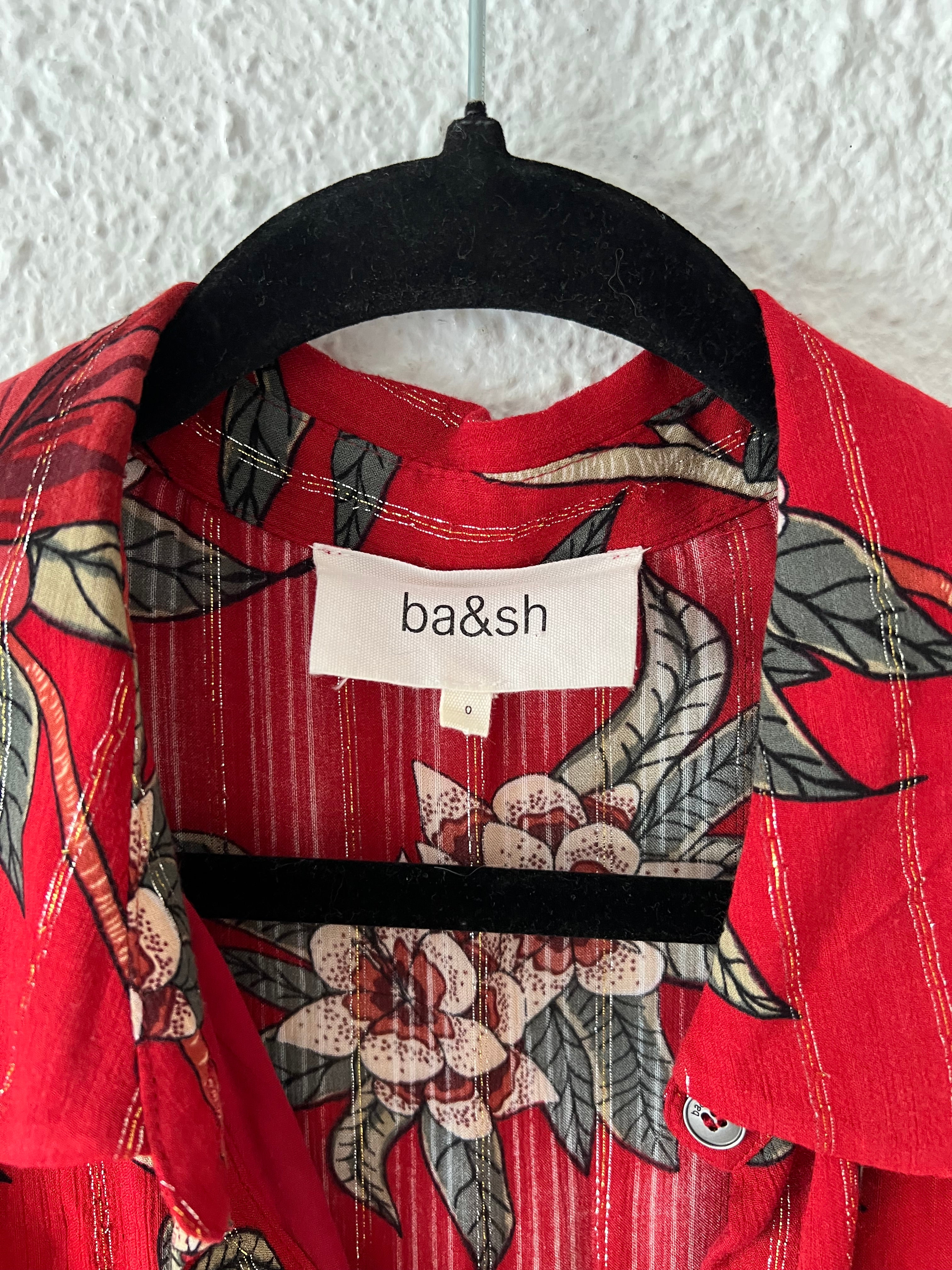 Robe fleurie tropicale rouge ba&sh – Taille 36 (XS)
