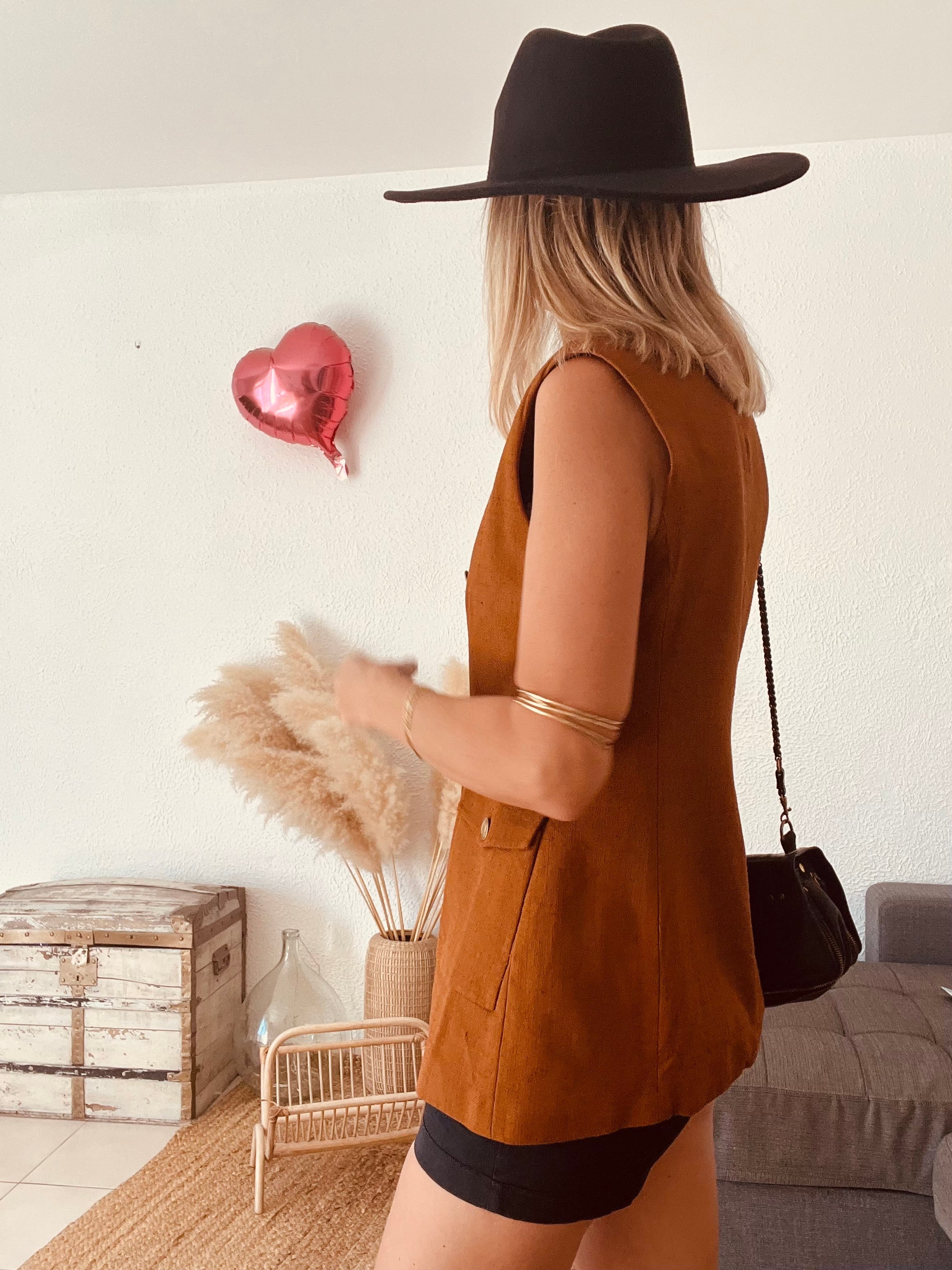 Gilet long boutonné cognac Pinko – Taille 40