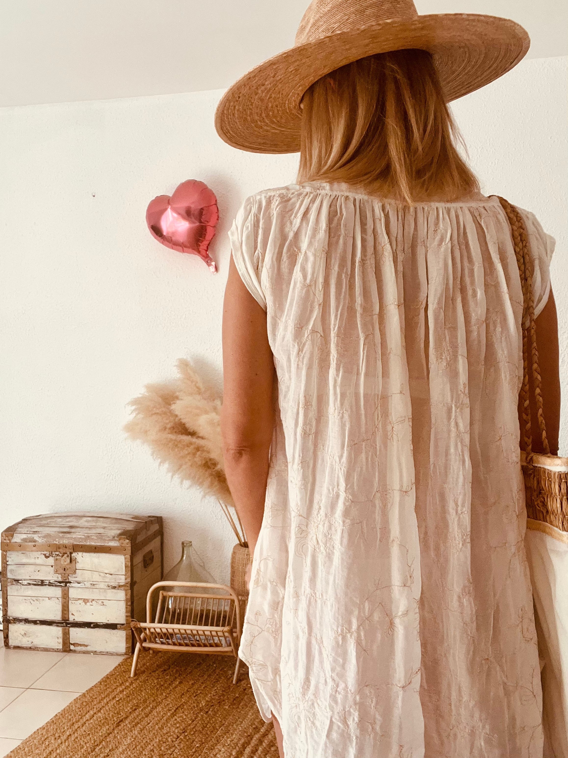 Robe chemise brodée écrue forte_forte Resort – Taille 0 (XS/S)