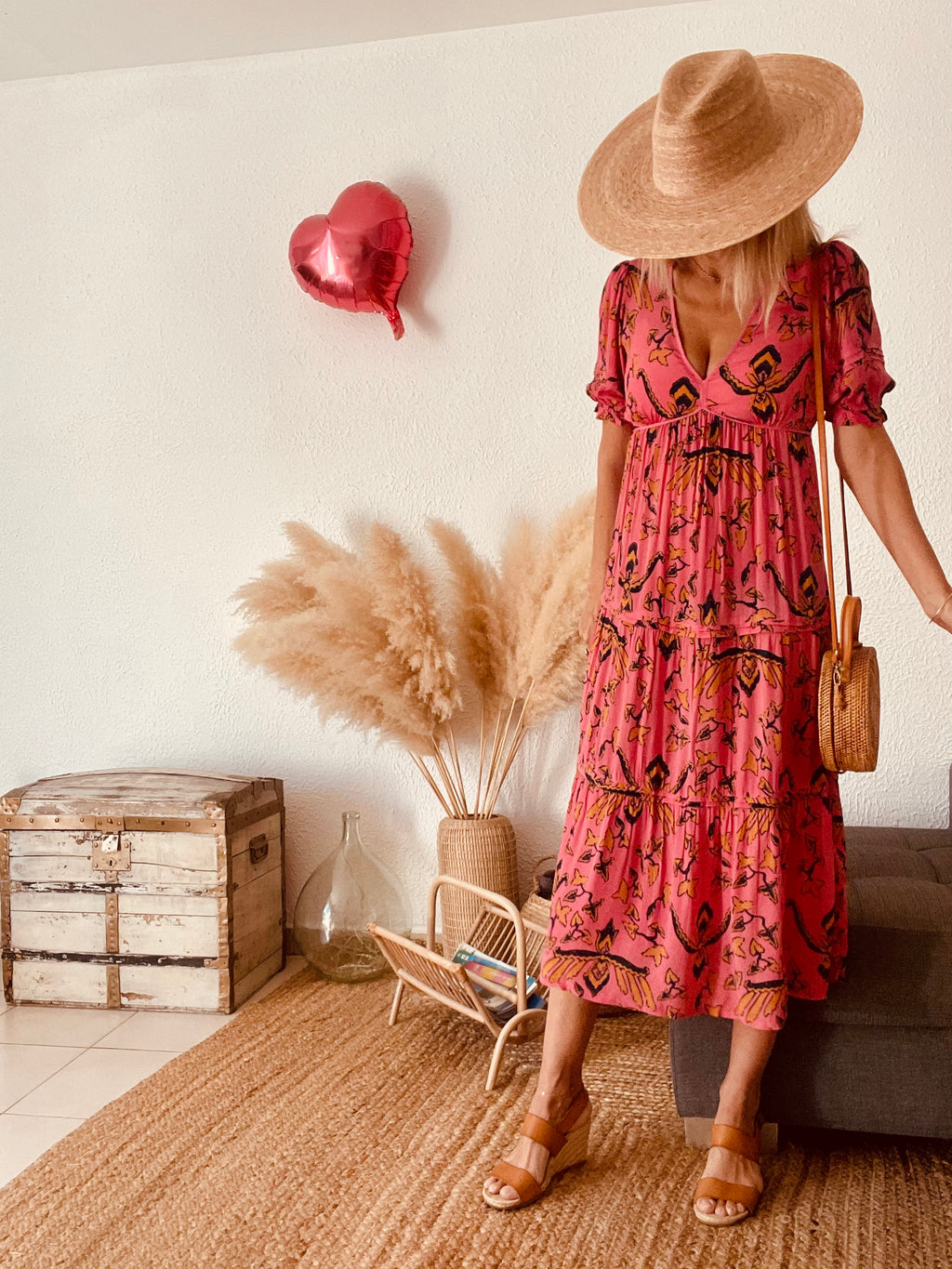 Robe fleurie bohème rose ba&sh – Taille 36