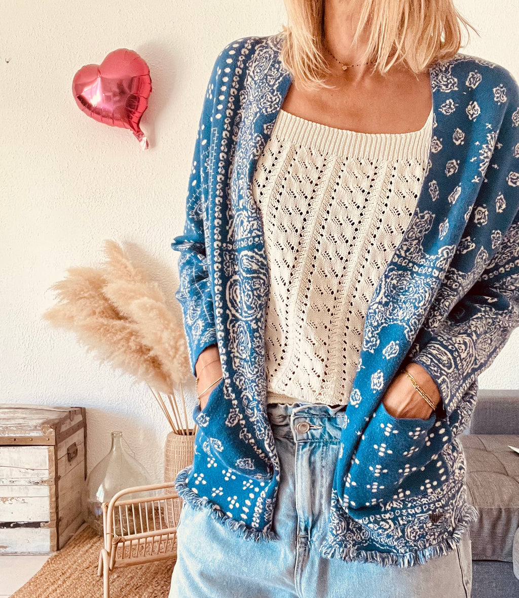 GILET MAILLE BANDANA BLEU ORFEO – Taille Unique