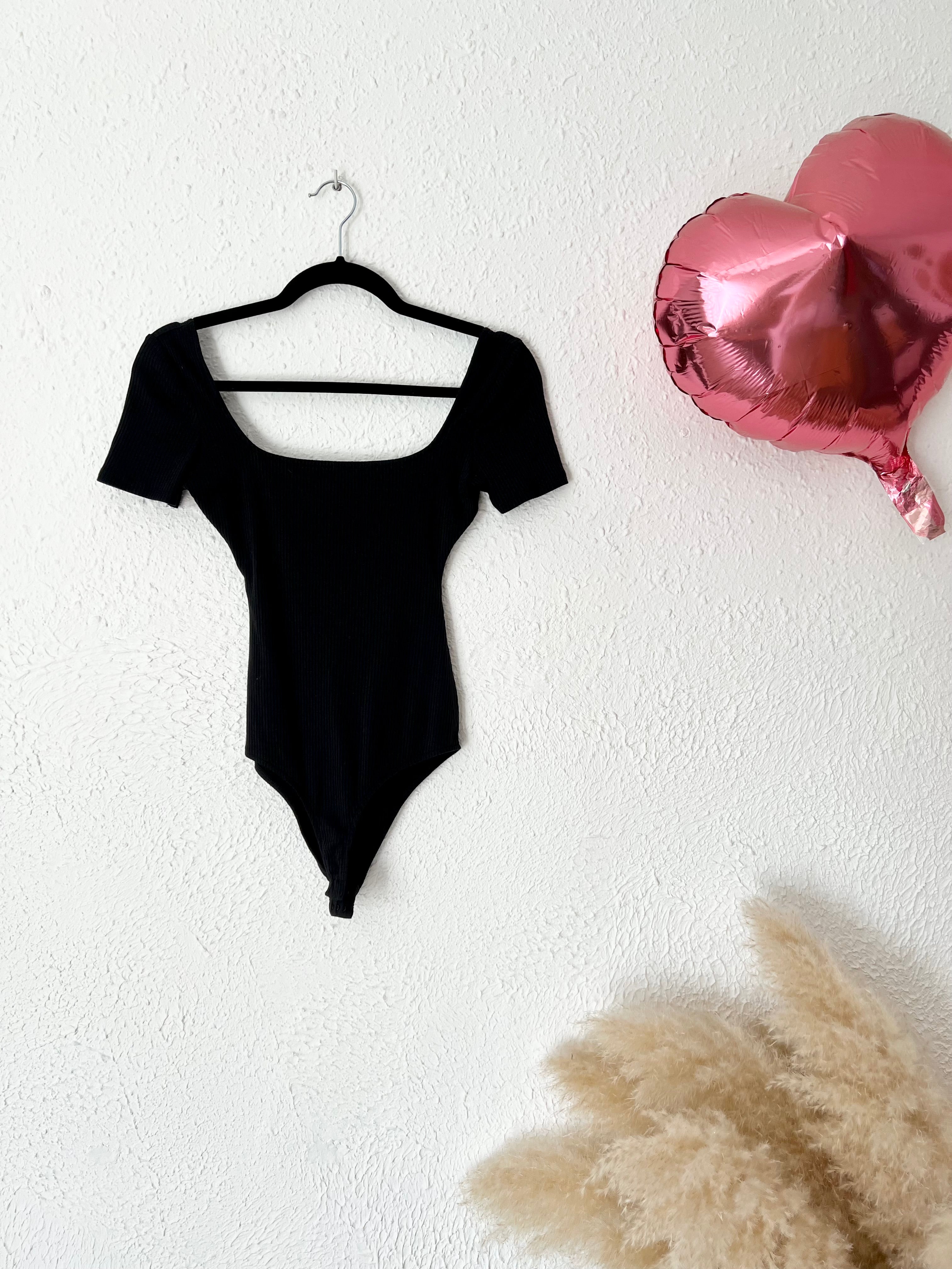 Body côtelé encolure carrée noir Sézane – Taille XXS