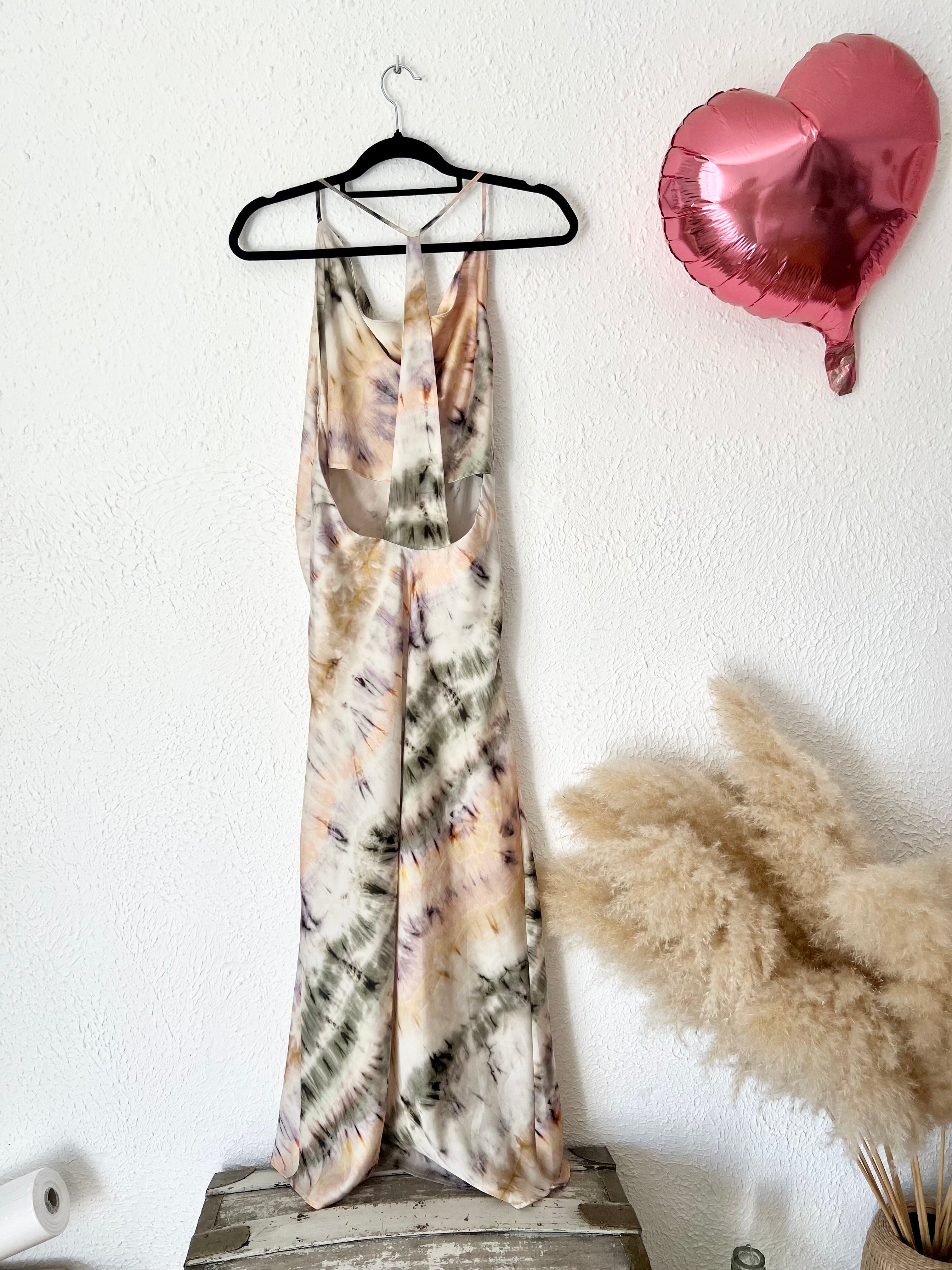 Robe longue dos nu tie-dye beige Zara – Taille M