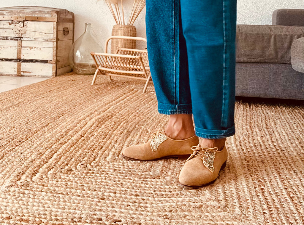 Derbies glitter camel Bobbies La Romancière – Taille 39