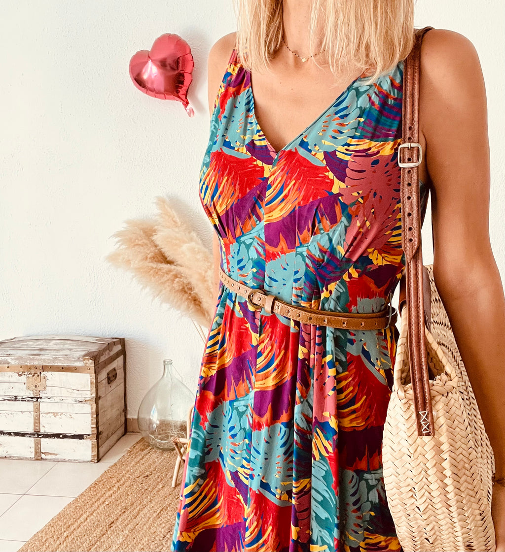 Robe longue imprimée tropicale Marie Sixtine – Taille S