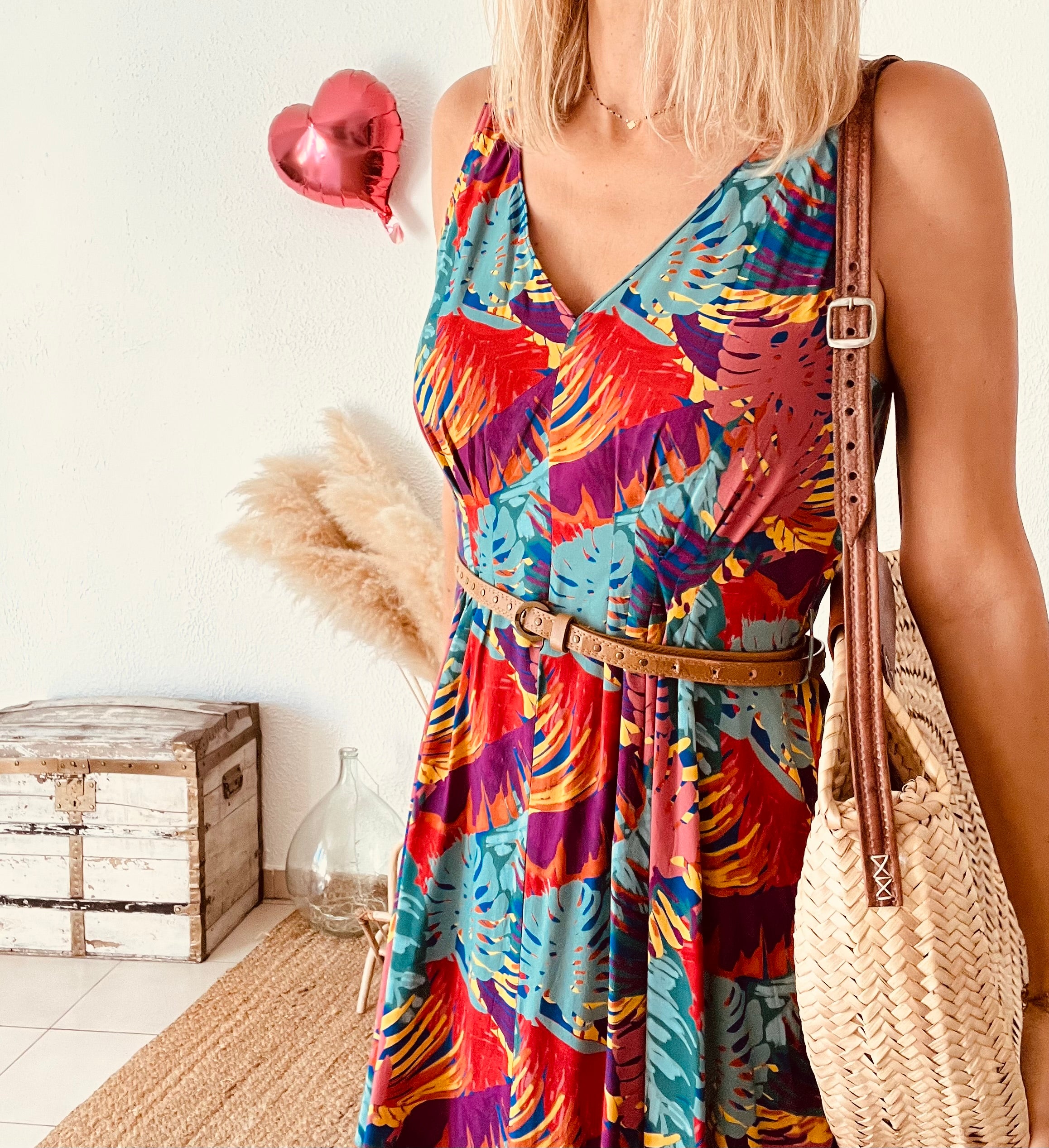 Robe longue imprimée tropicale Marie Sixtine – Taille S
