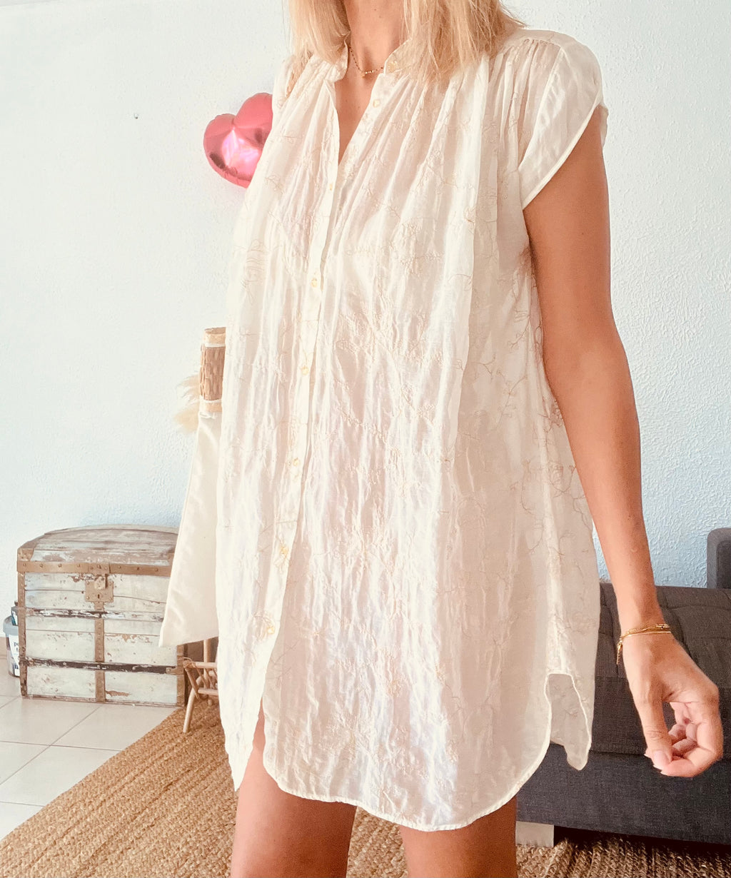 Robe chemise brodée écrue forte_forte Resort – Taille 0 (XS/S)