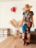 Robe longue tie-dye smockée multicolore Scandal! – Taille unique