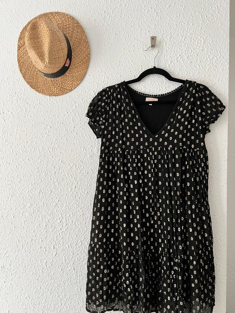 Robe Goa Paris Collection imprimé taches dorées fond noir - taille 38