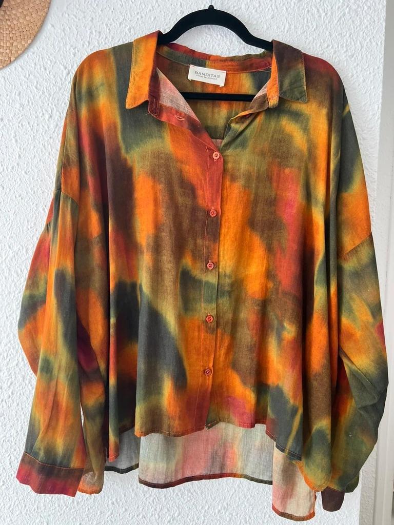 Chemise Banditas from Marseille tie-dye rouille kaki - taille 40/42 -b-260411-4527