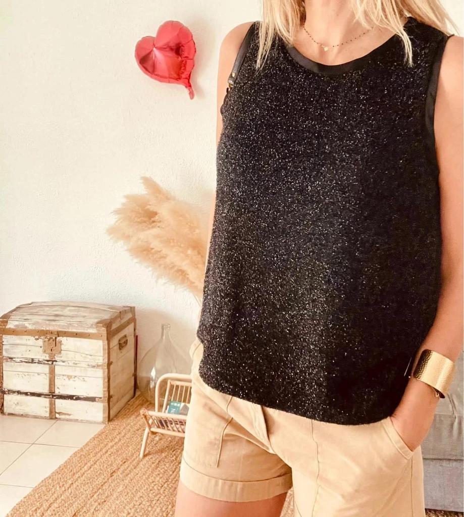 Top noir pailleté Mango – Taille L