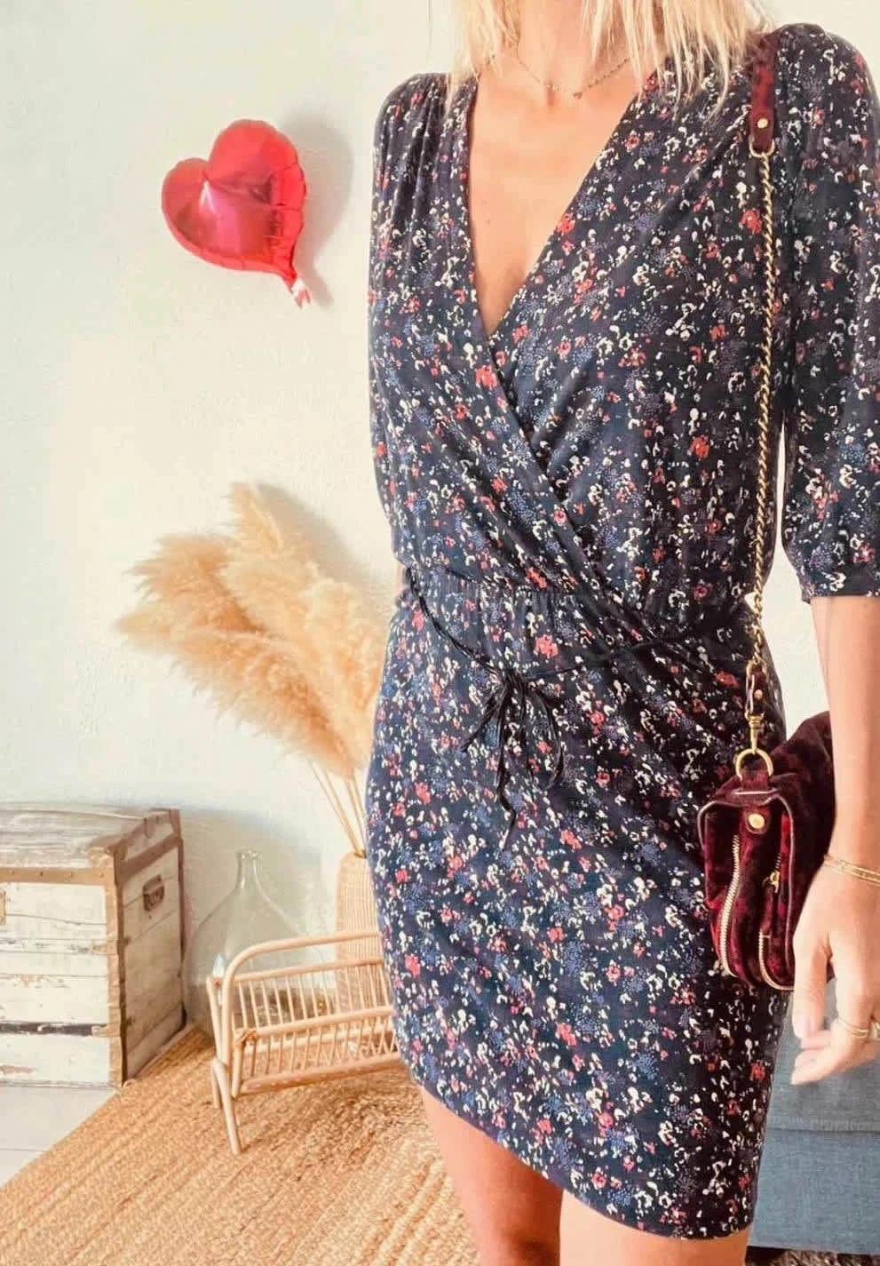 Robe Sessùn imprimée cache-cœur - Taille38/40 -b-260209-4340