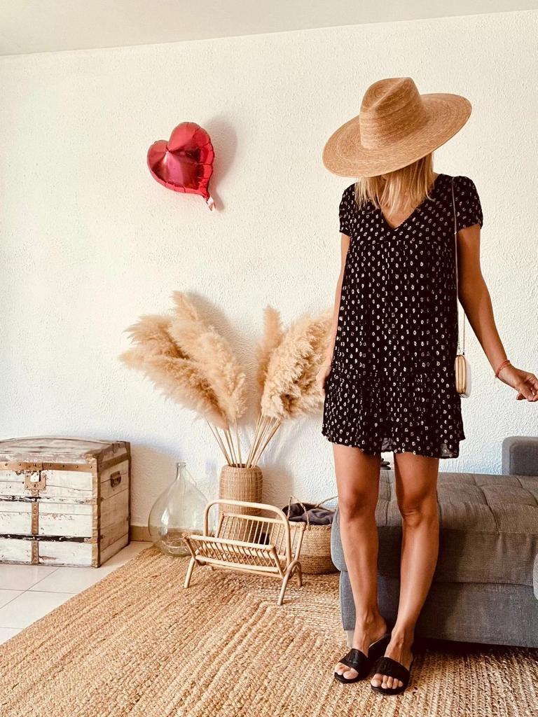 Robe Goa Paris Collection imprimé taches dorées fond noir - taille 38
