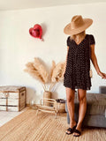Robe Goa Paris Collection imprimé taches dorées fond noir - taille 38