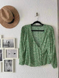 Blouse verte fleurie Mango – Taille 34/36 -b-251005-4245