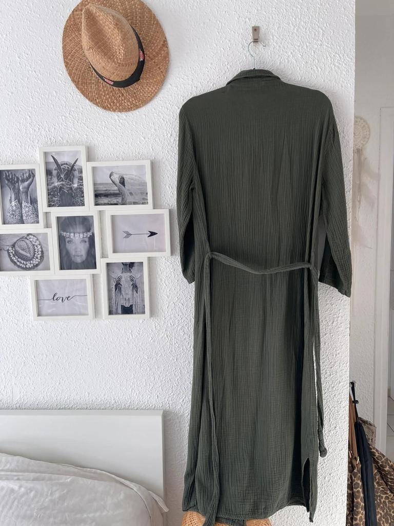 Robe-chemise kaki Promod 100 % coton – Taille 38/40 B-251117-4315