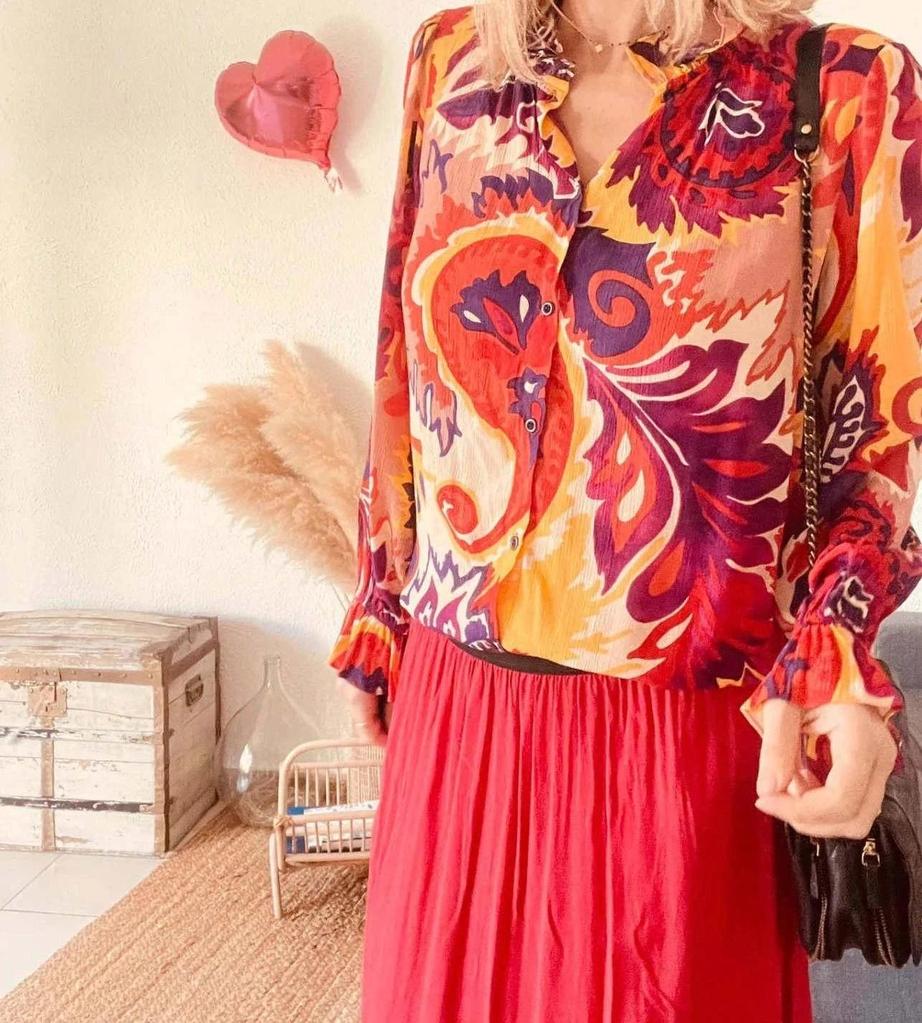 Blouse neuve imprimée viscose Bash – Taille 1 S